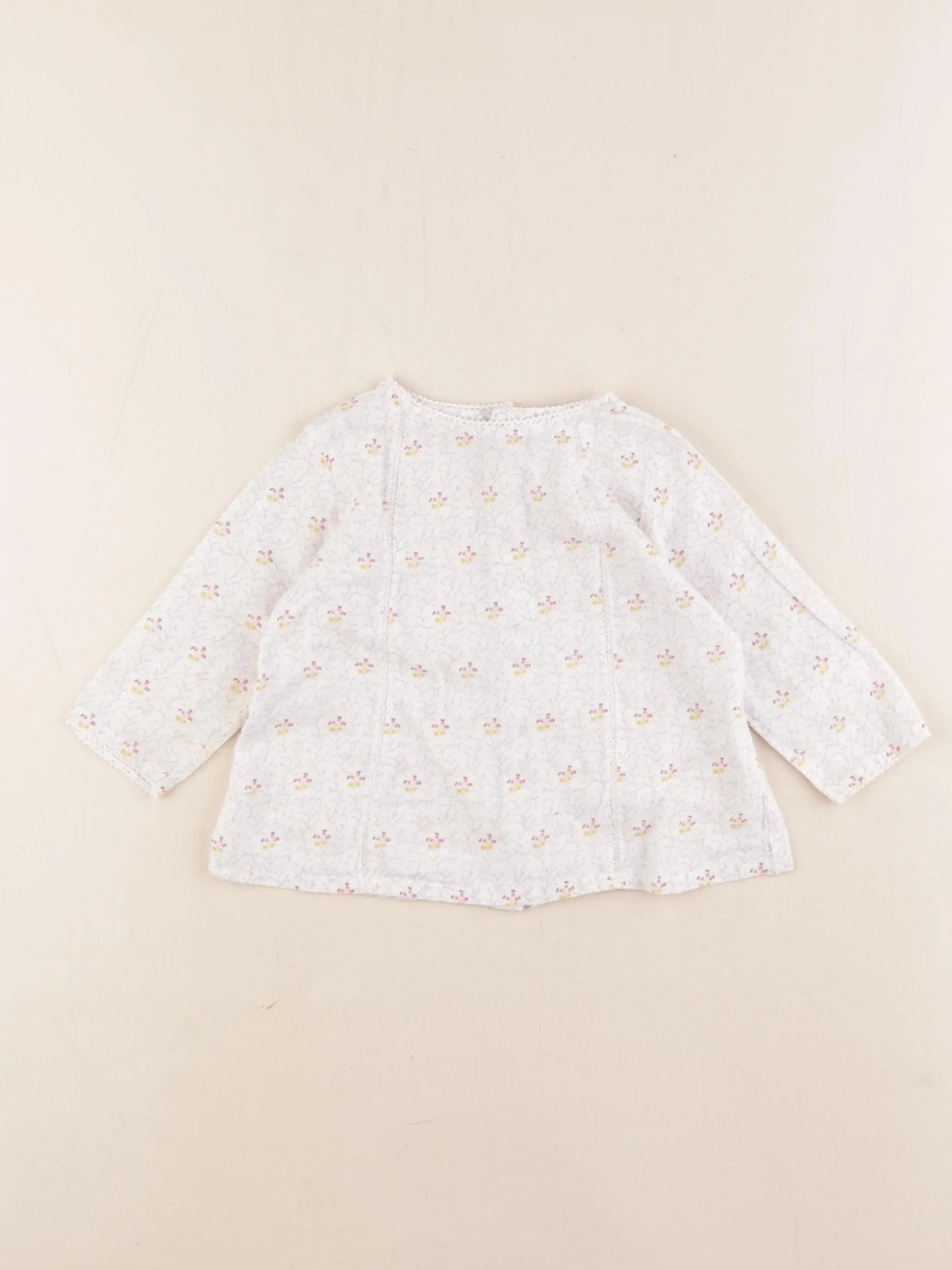 Boutchou - blouse blanc, vert - 9 mois