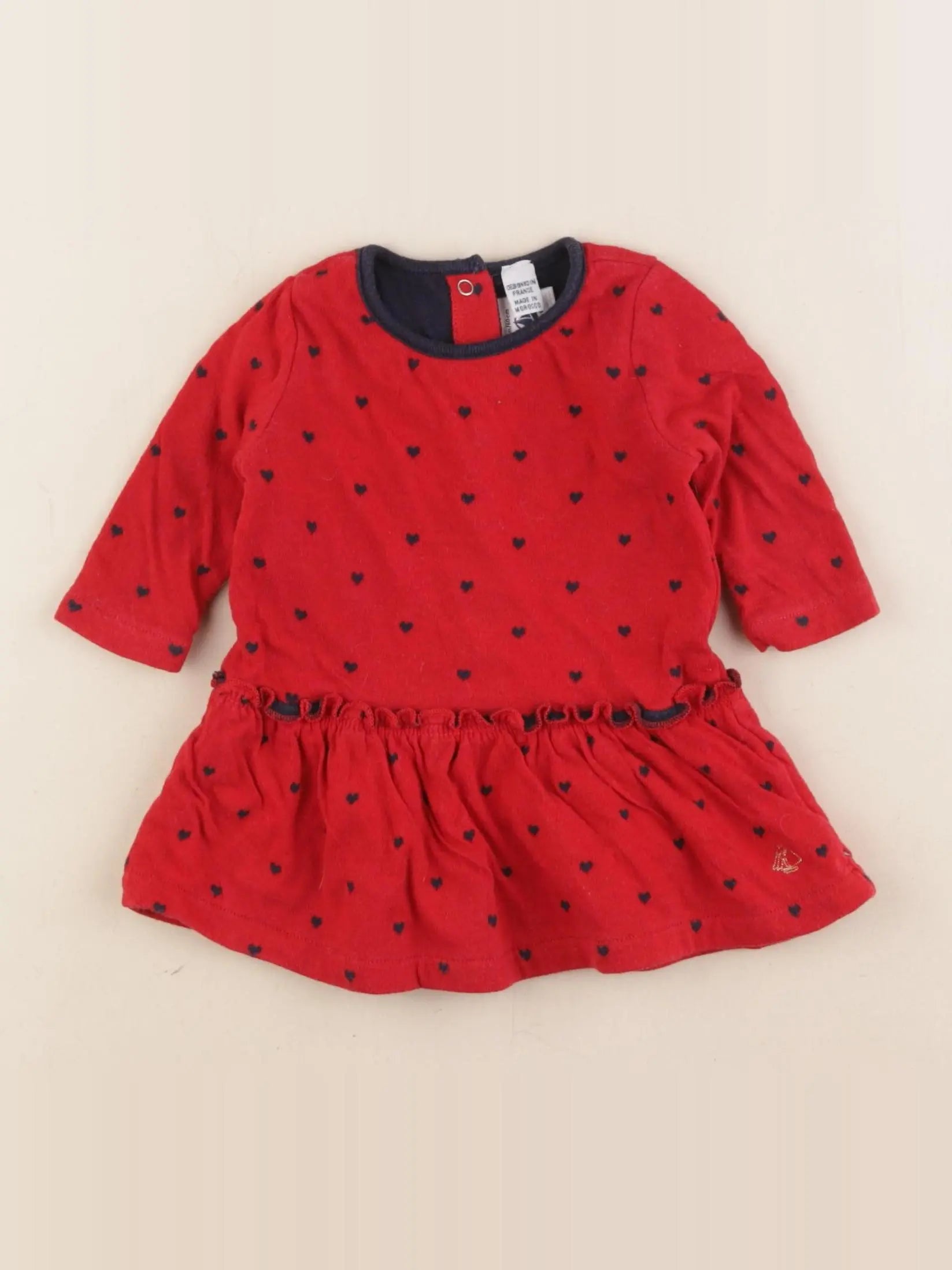 Petit Bateau - robe rouge - 3 mois
