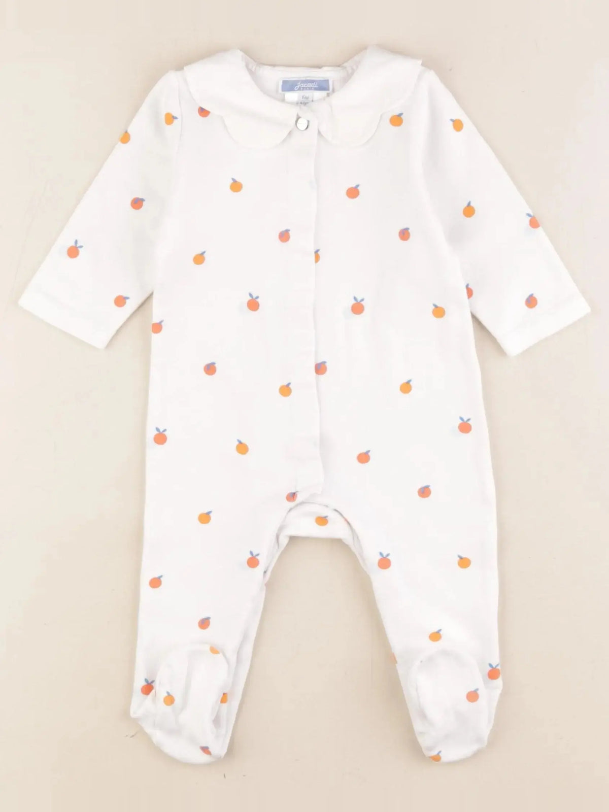 Jacadi - pyjama coton blanc, orange - 6 mois