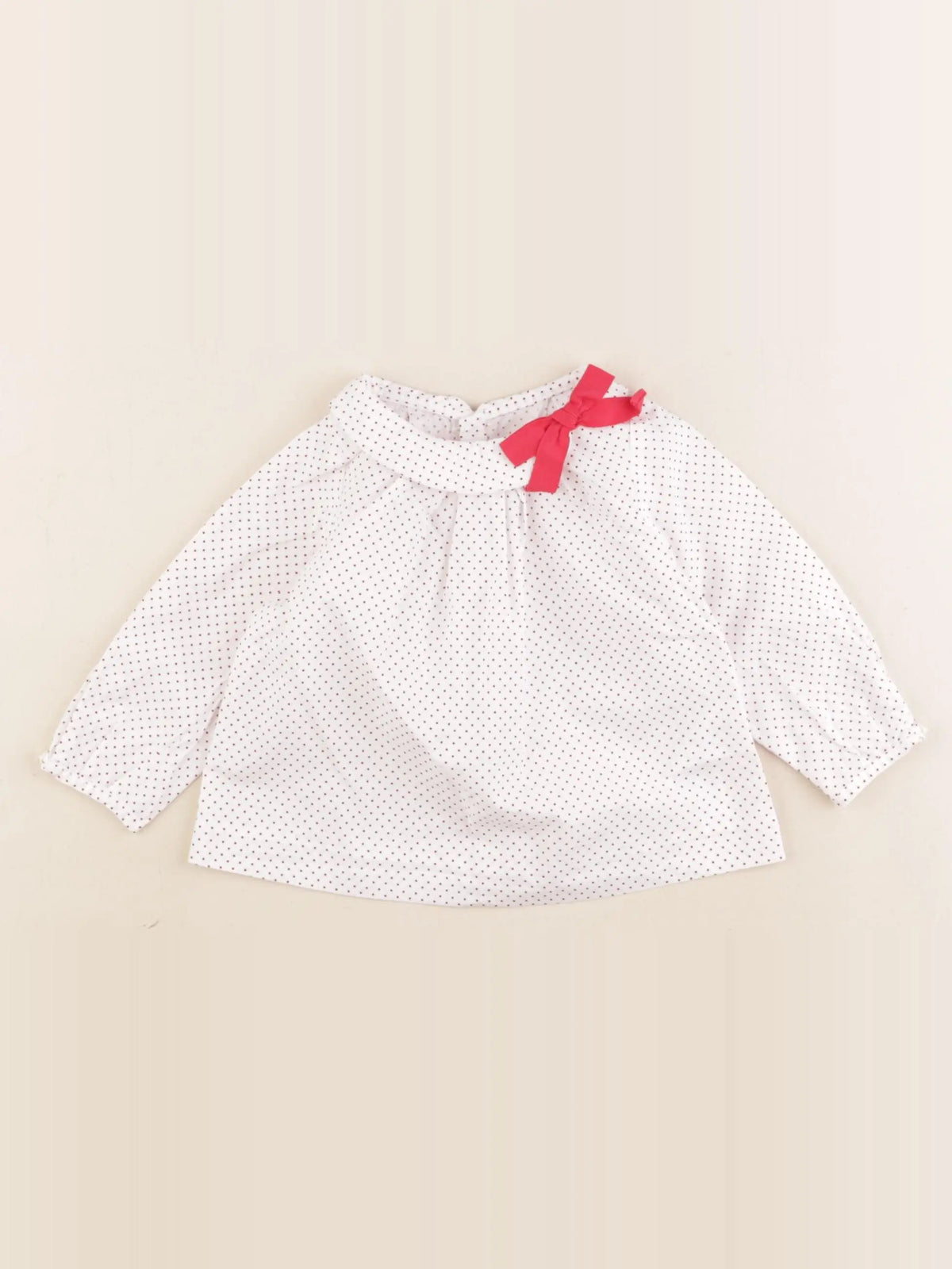 Jacadi - blouse blanc, rouge - 6 mois