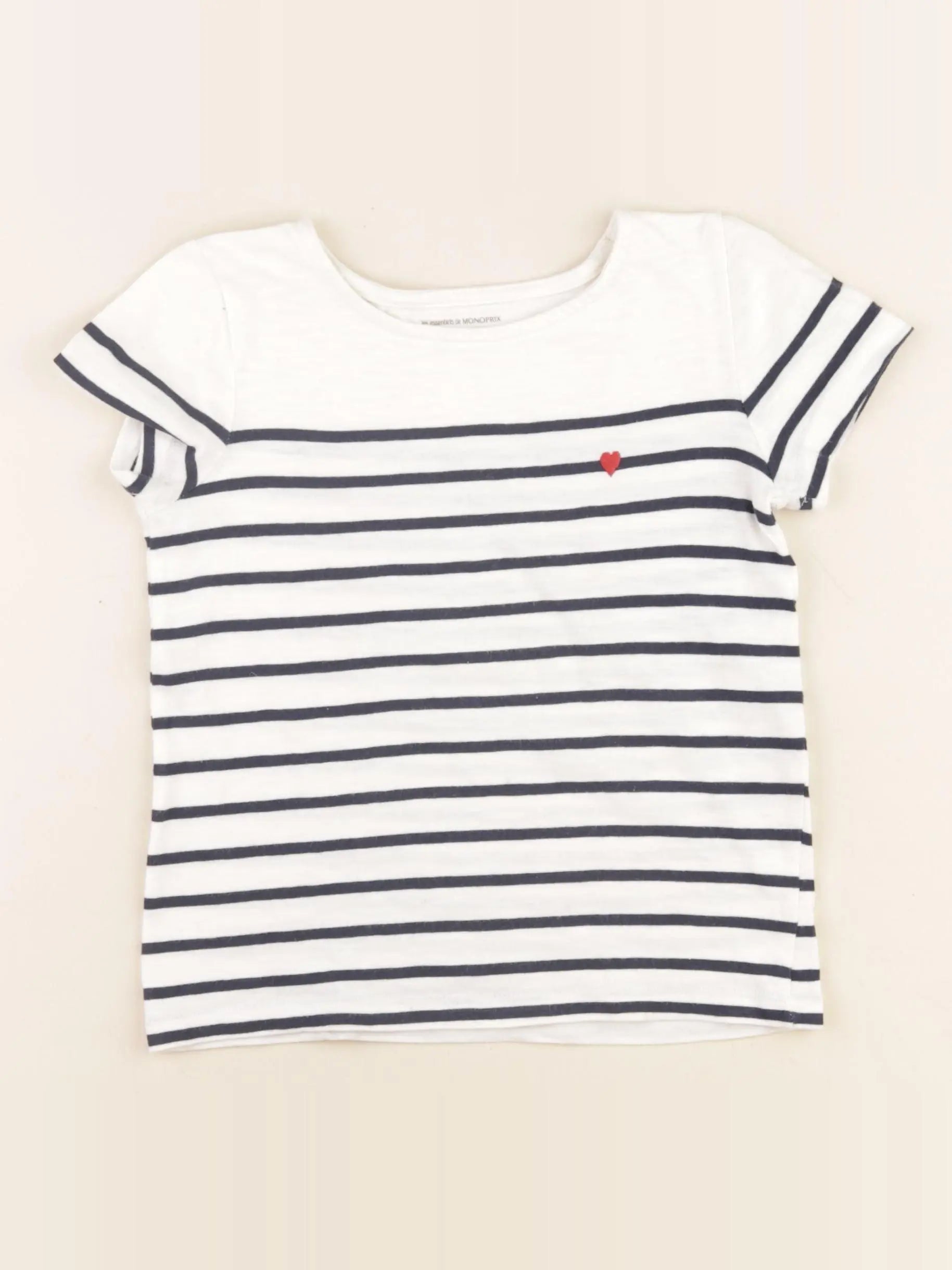 Monoprix - tee-shirt blanc, bleu - 5 ans