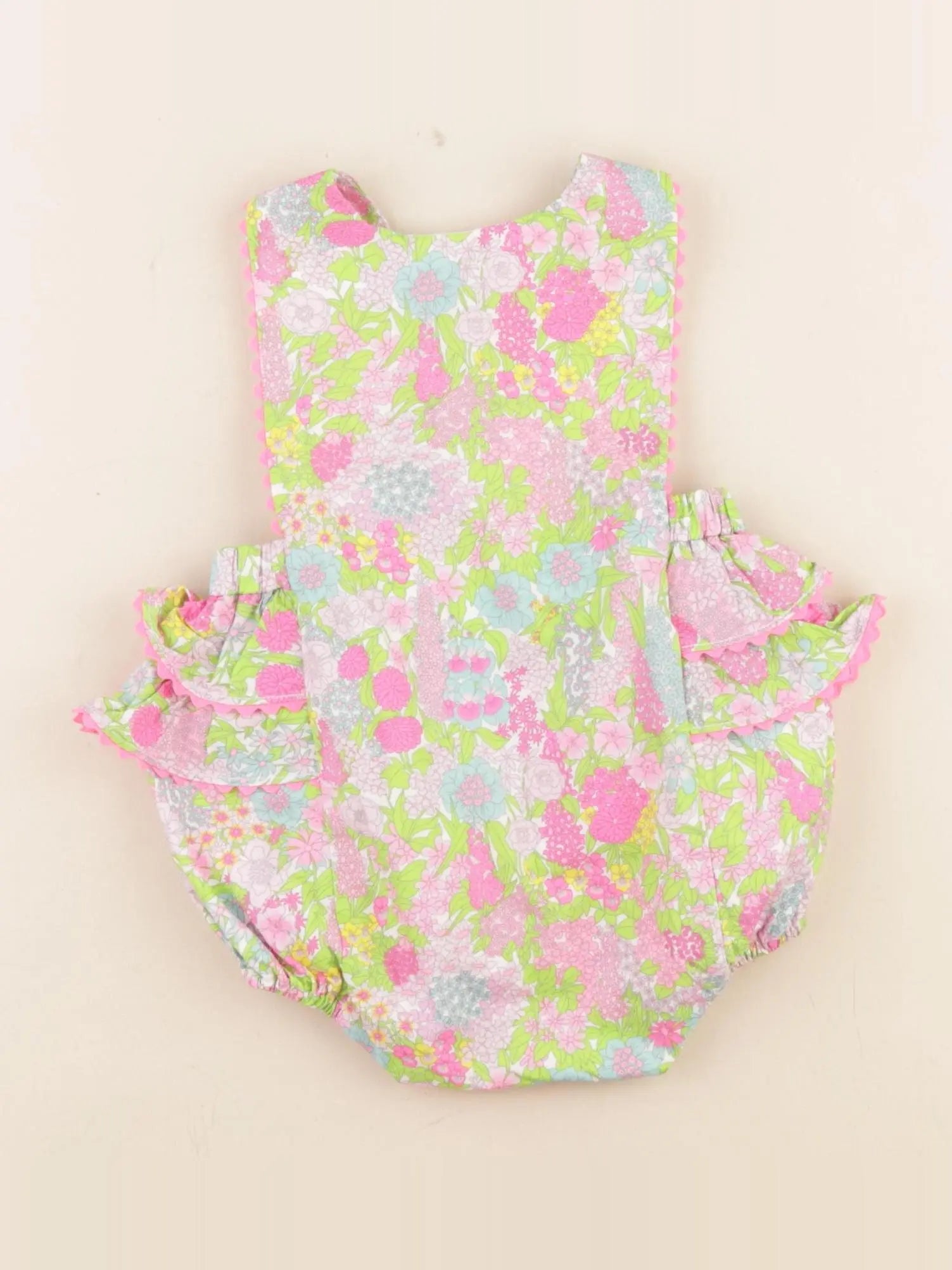 Jacadi - combinaison liberty rose, vert - 12 mois