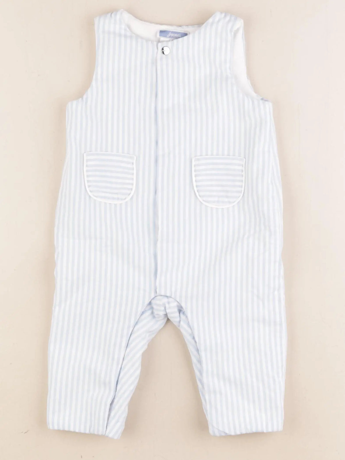 Jacadi - combinaison doublé blanc, bleu - 6 mois