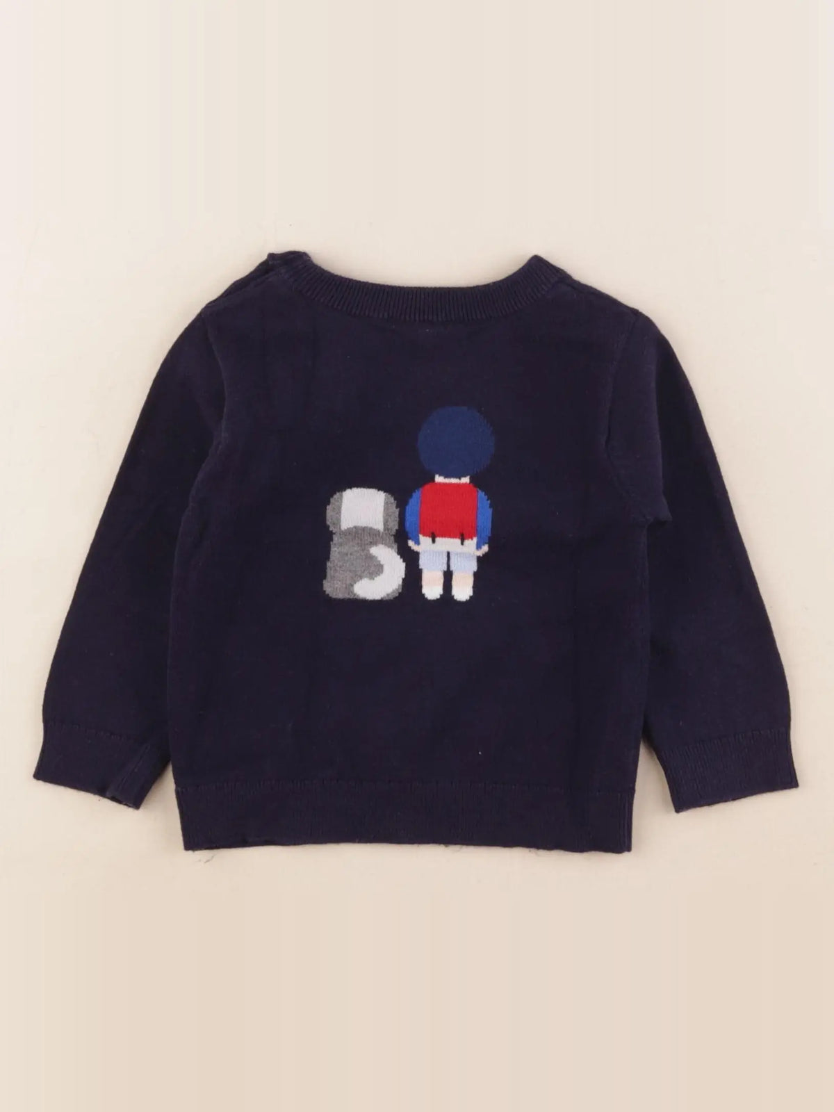 Jacadi - pull imprimé au dos bleu - 1 an