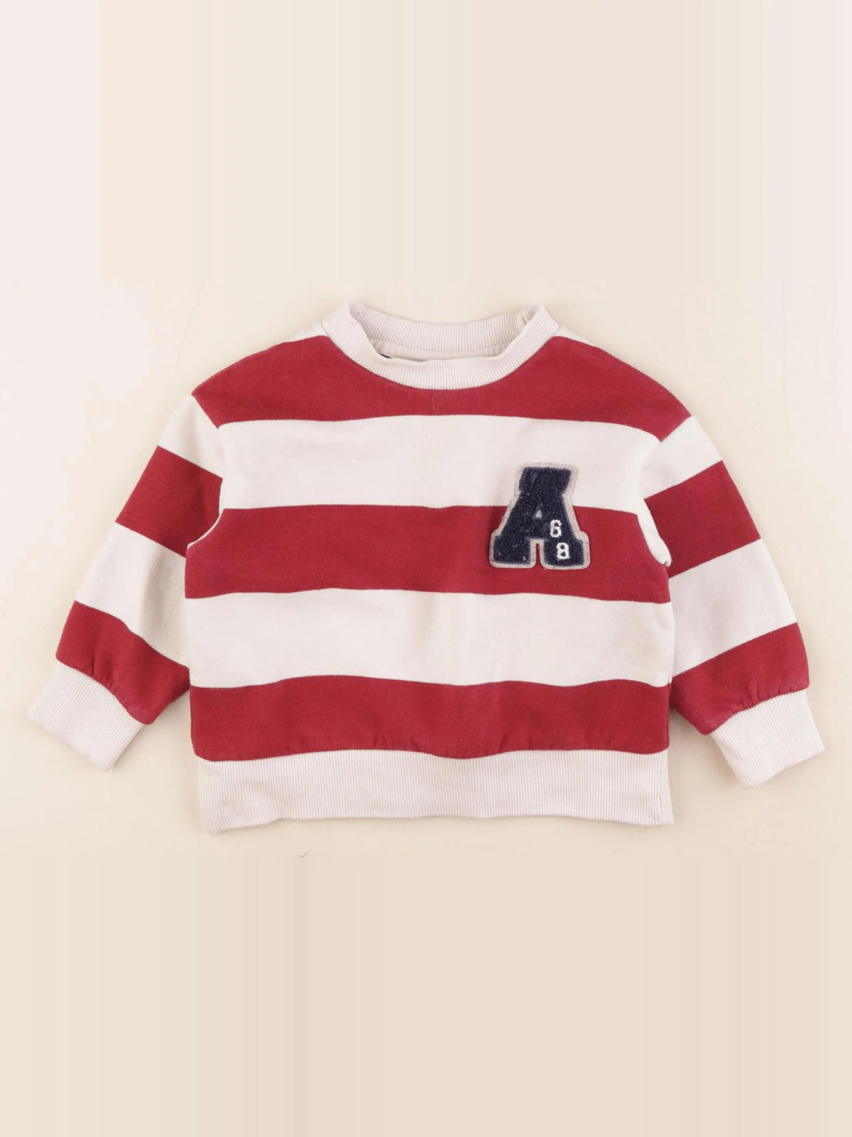 Vertbaudet - sweat rouge, blanc - 3 ans