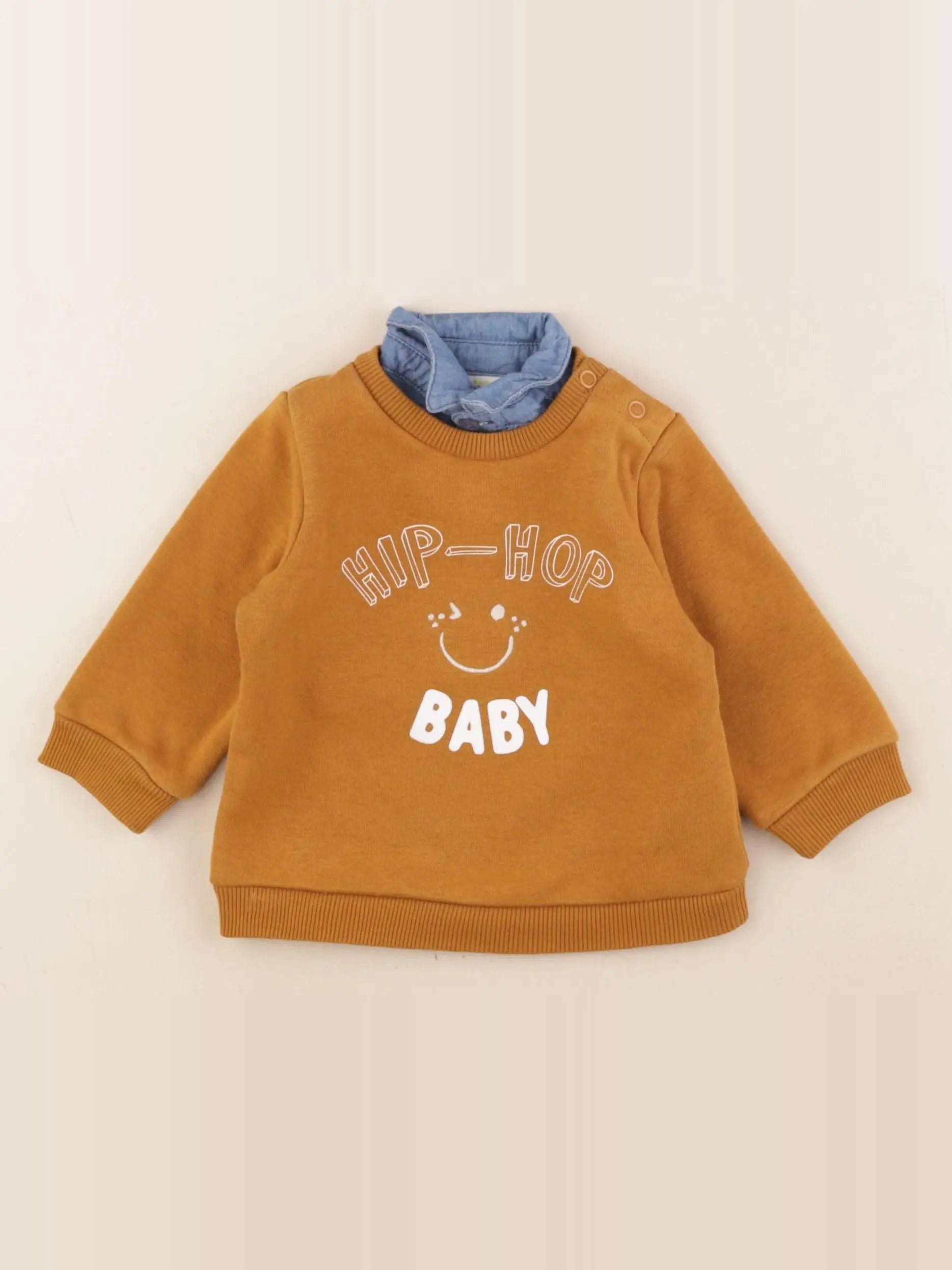 Tape à l'oeil - sweat bleu, marron - 6 mois