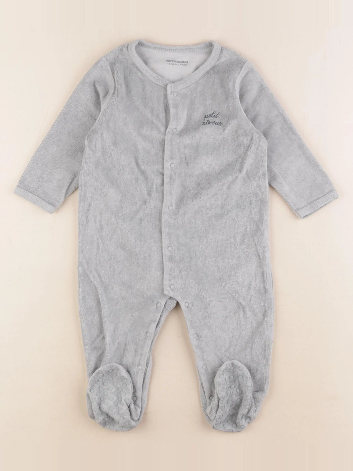Vertbaudet - pyjama velours vert - 12 mois