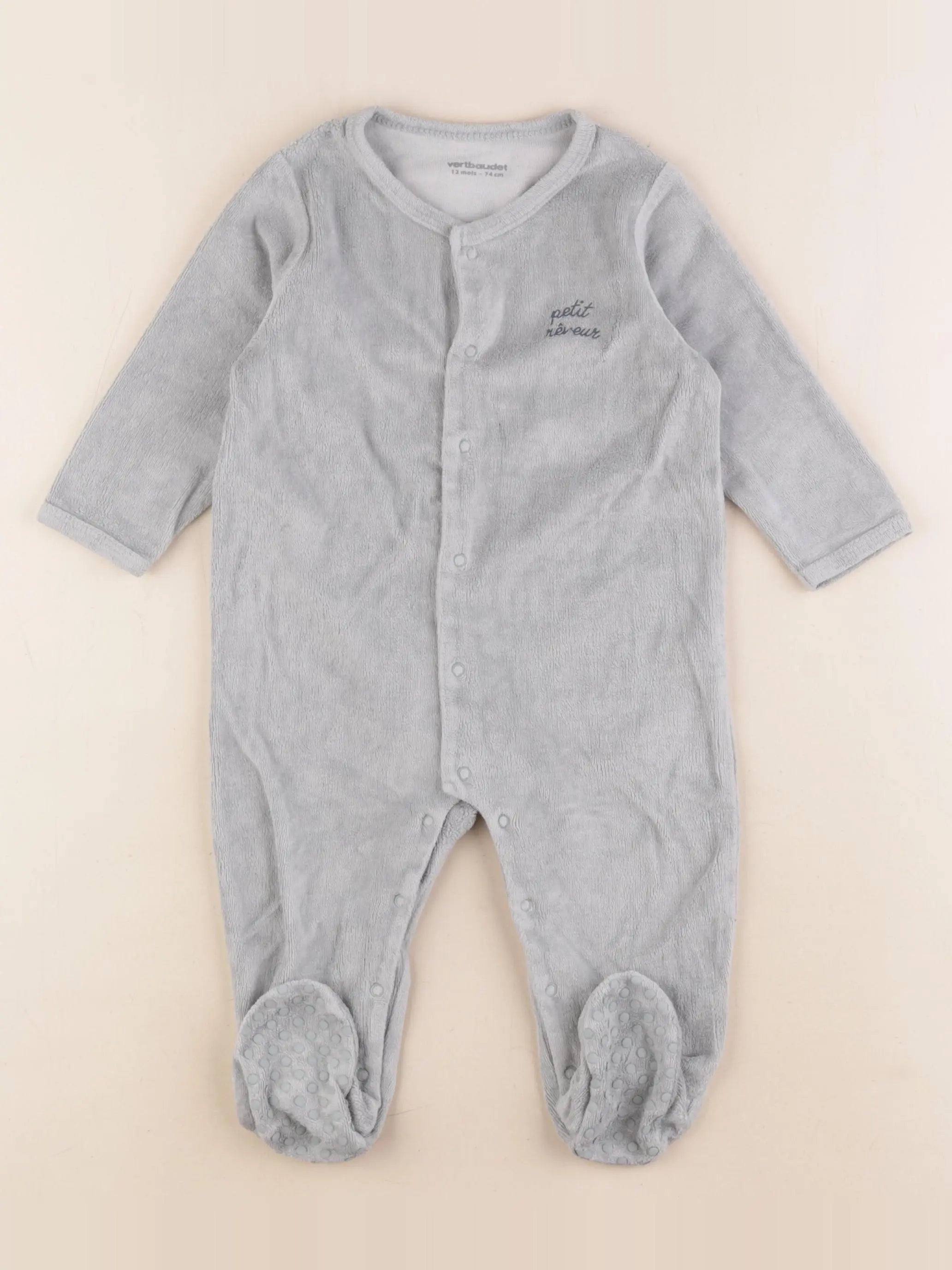 Vertbaudet - pyjama velours vert - 12 mois