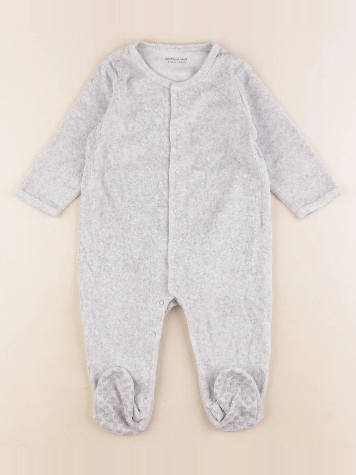 Vertbaudet - pyjama velours gris - 12 mois