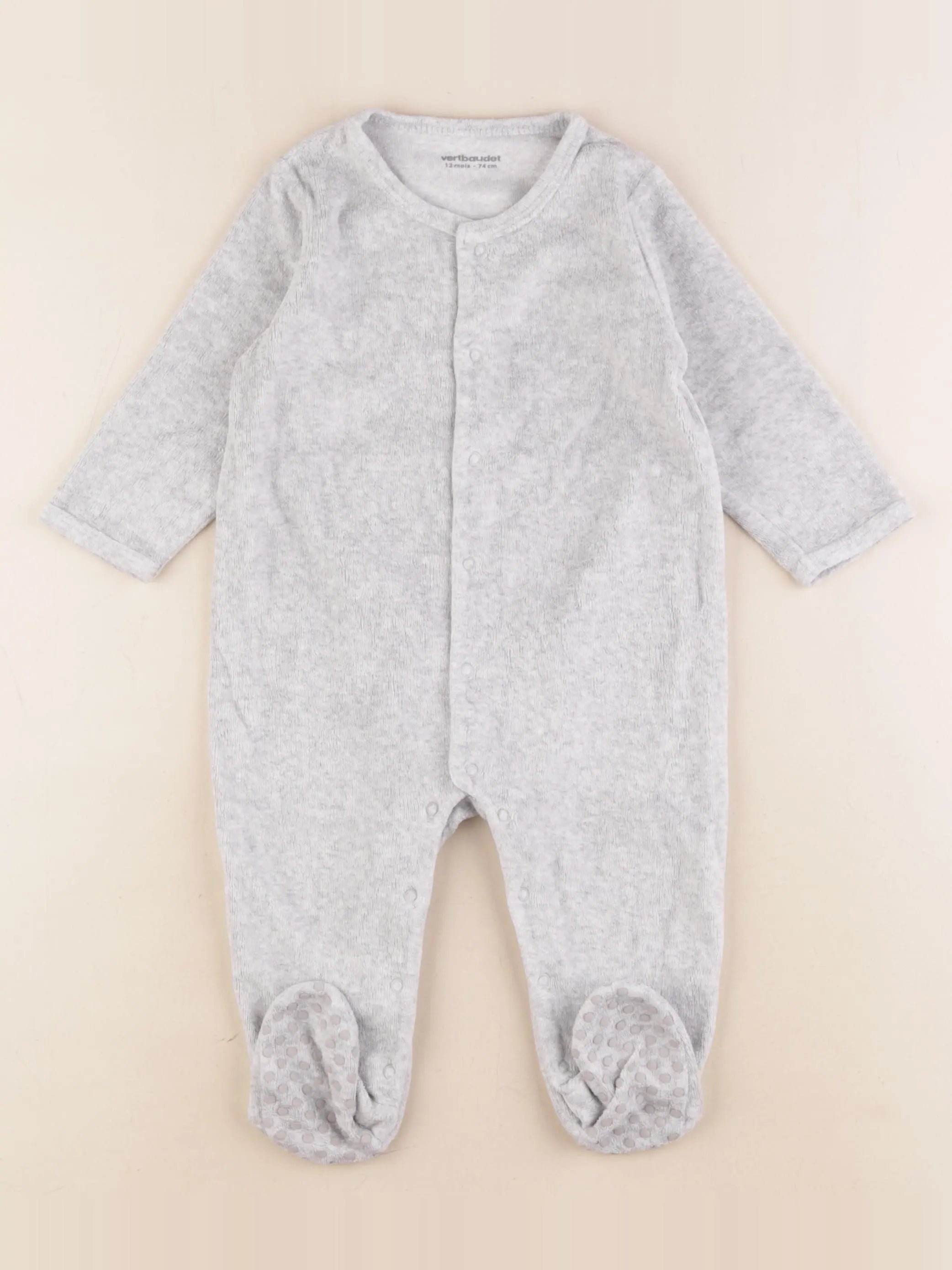 Vertbaudet - pyjama velours gris - 12 mois