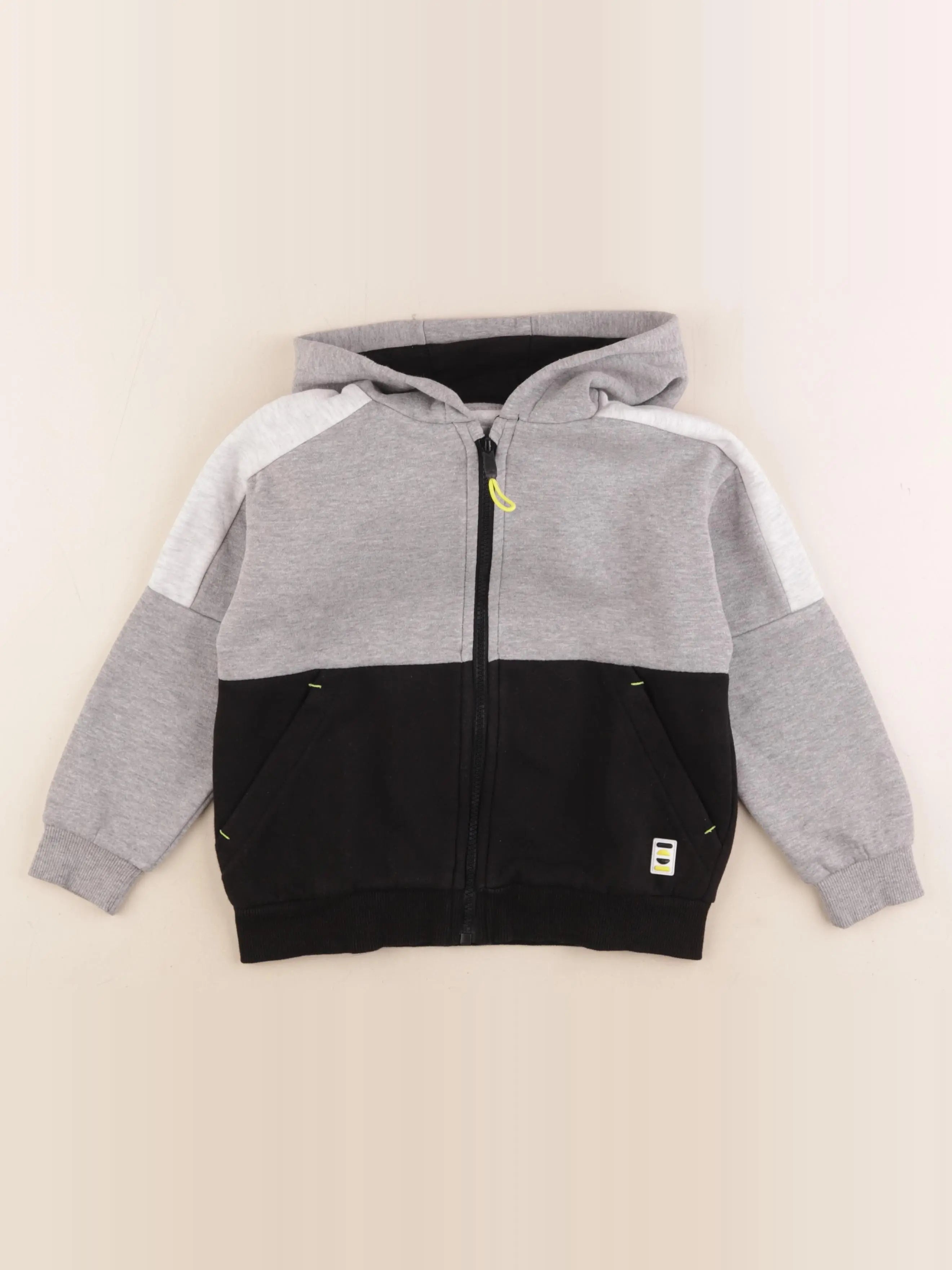 Vertbaudet - sweat noir, gris - 6 ans