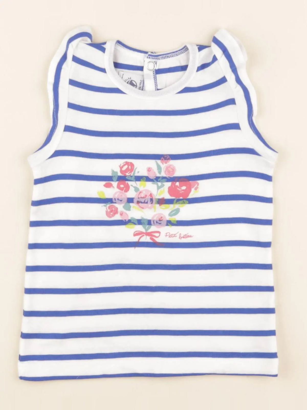 Petit Bateau - débardeur blanc, bleu - 24 mois