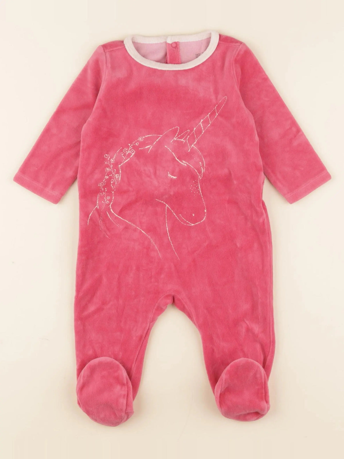 Natalys - pyjama velours rose - 9 mois