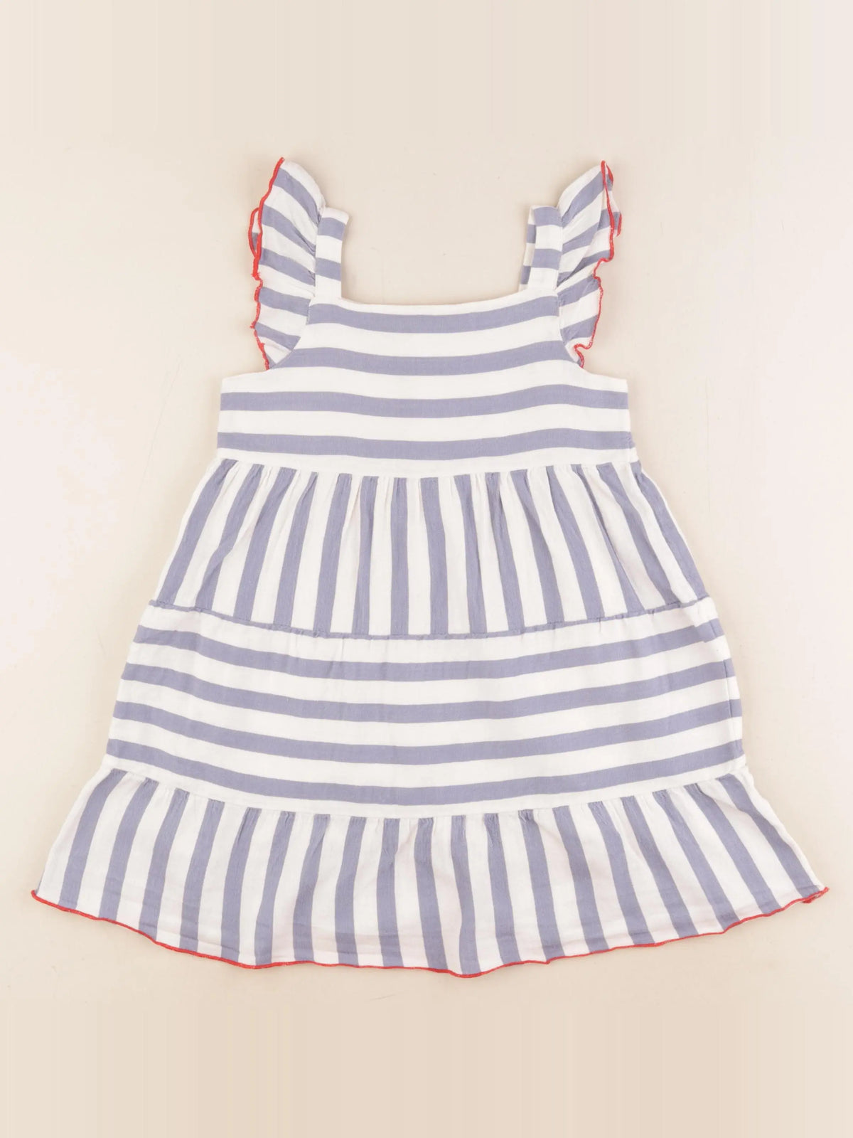 Monoprix - robe blanc, bleu - 36 mois