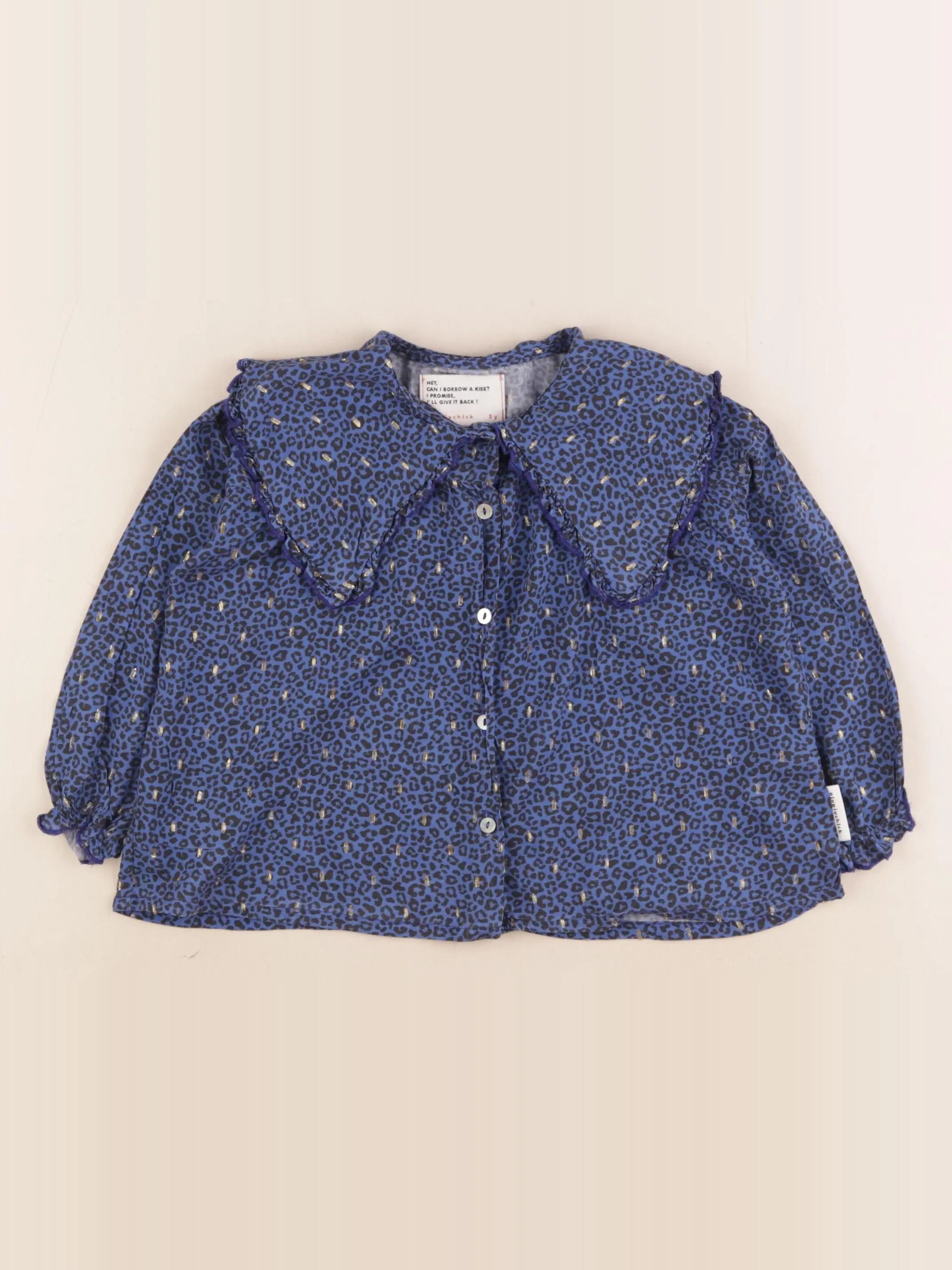 Piupiuchick - blouse bleu, or - 3 ans