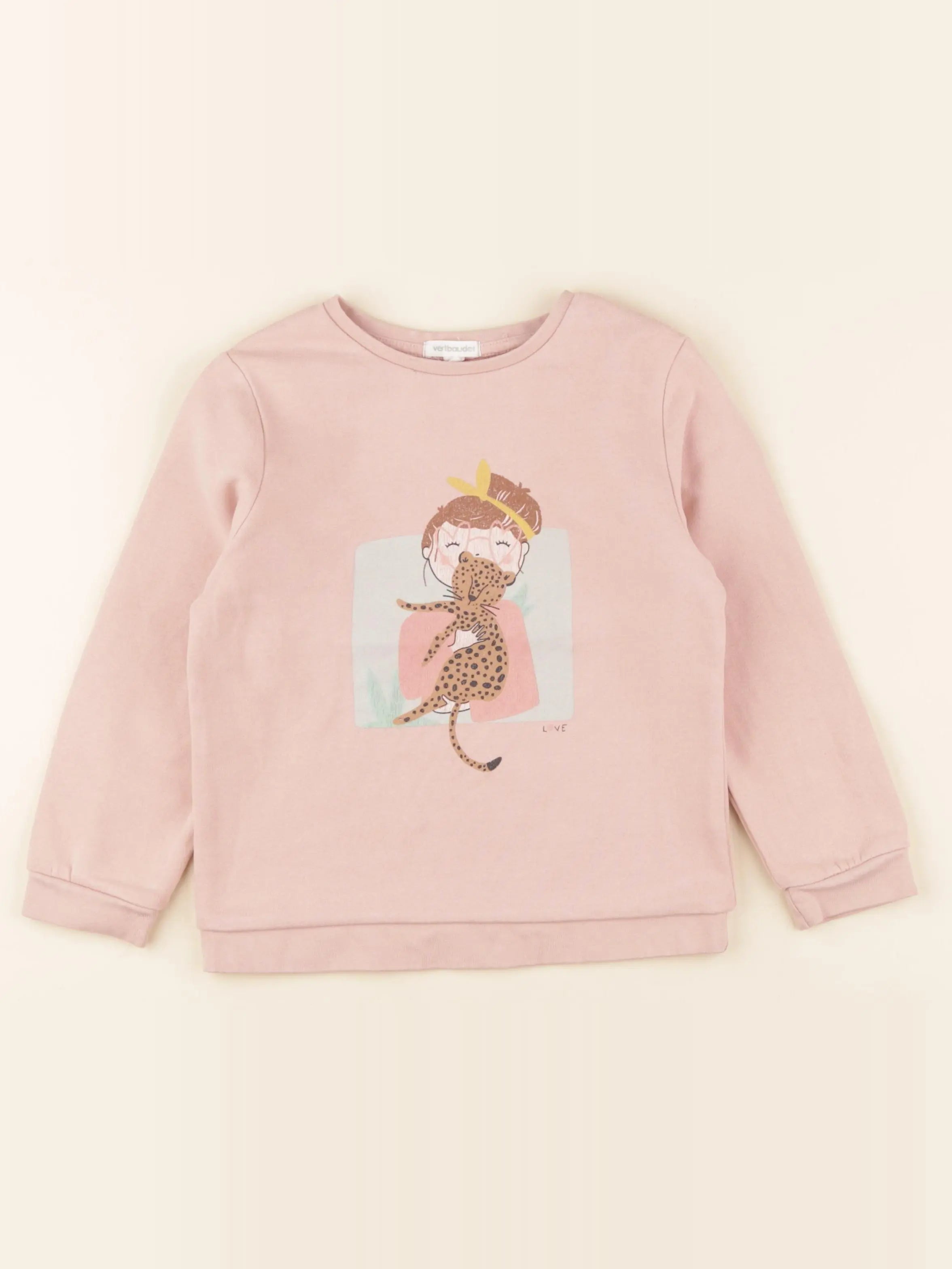 Vertbaudet - sweat rose - 6 ans