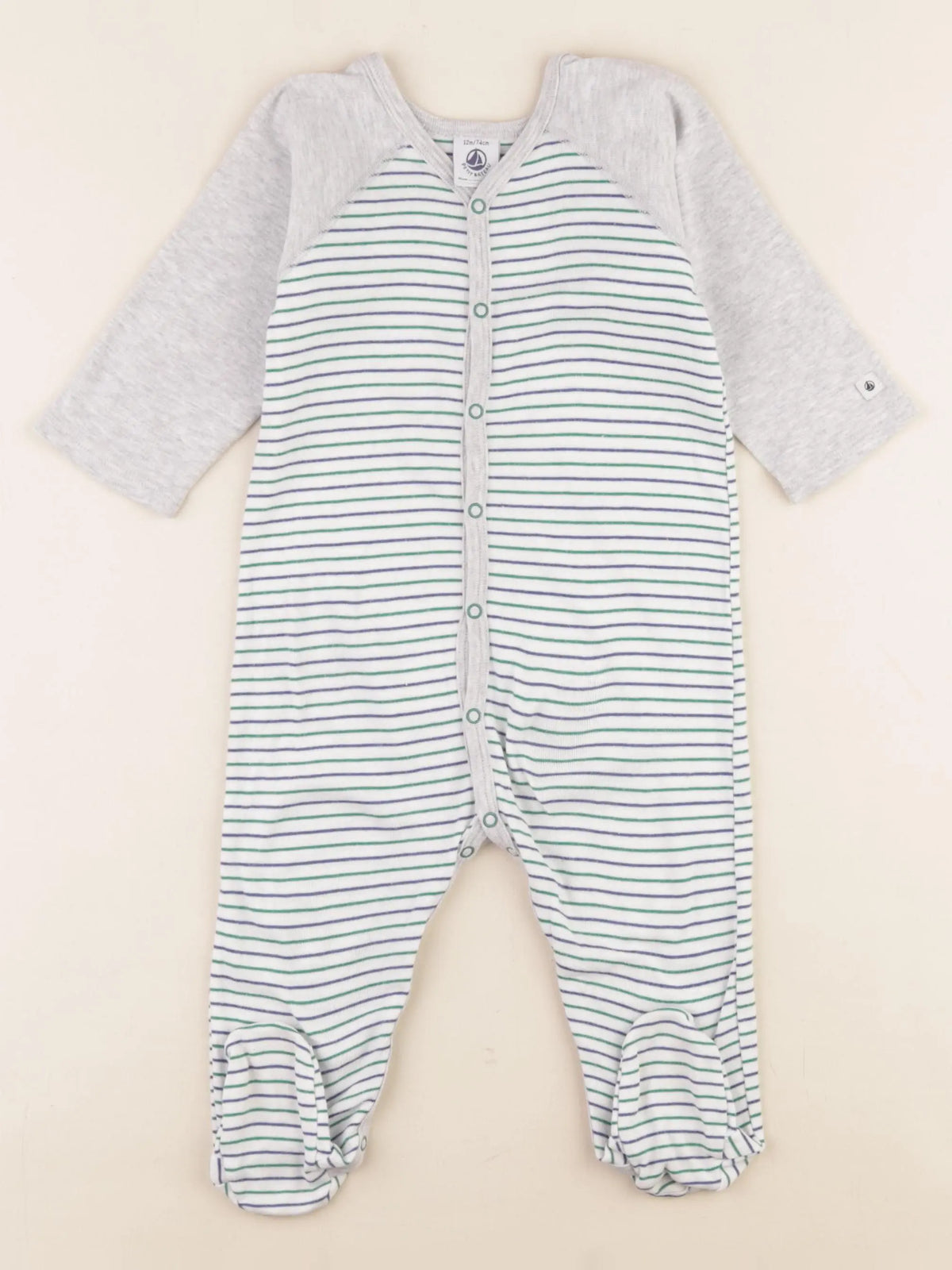 Petit Bateau - pyjama coton gris - 12 mois