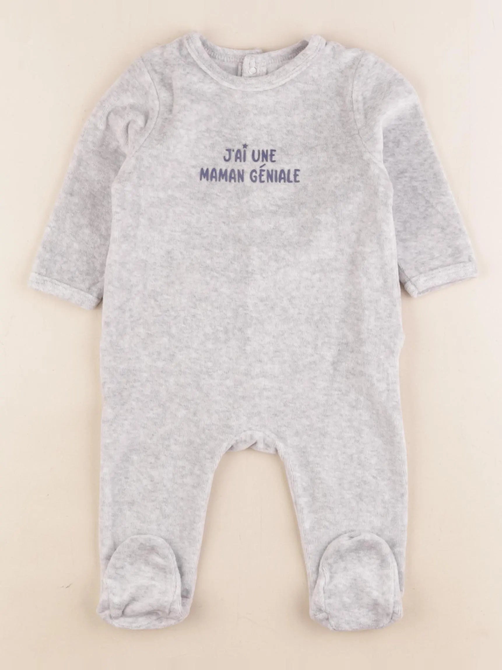 Vertbaudet - pyjama velours gris - 6 mois