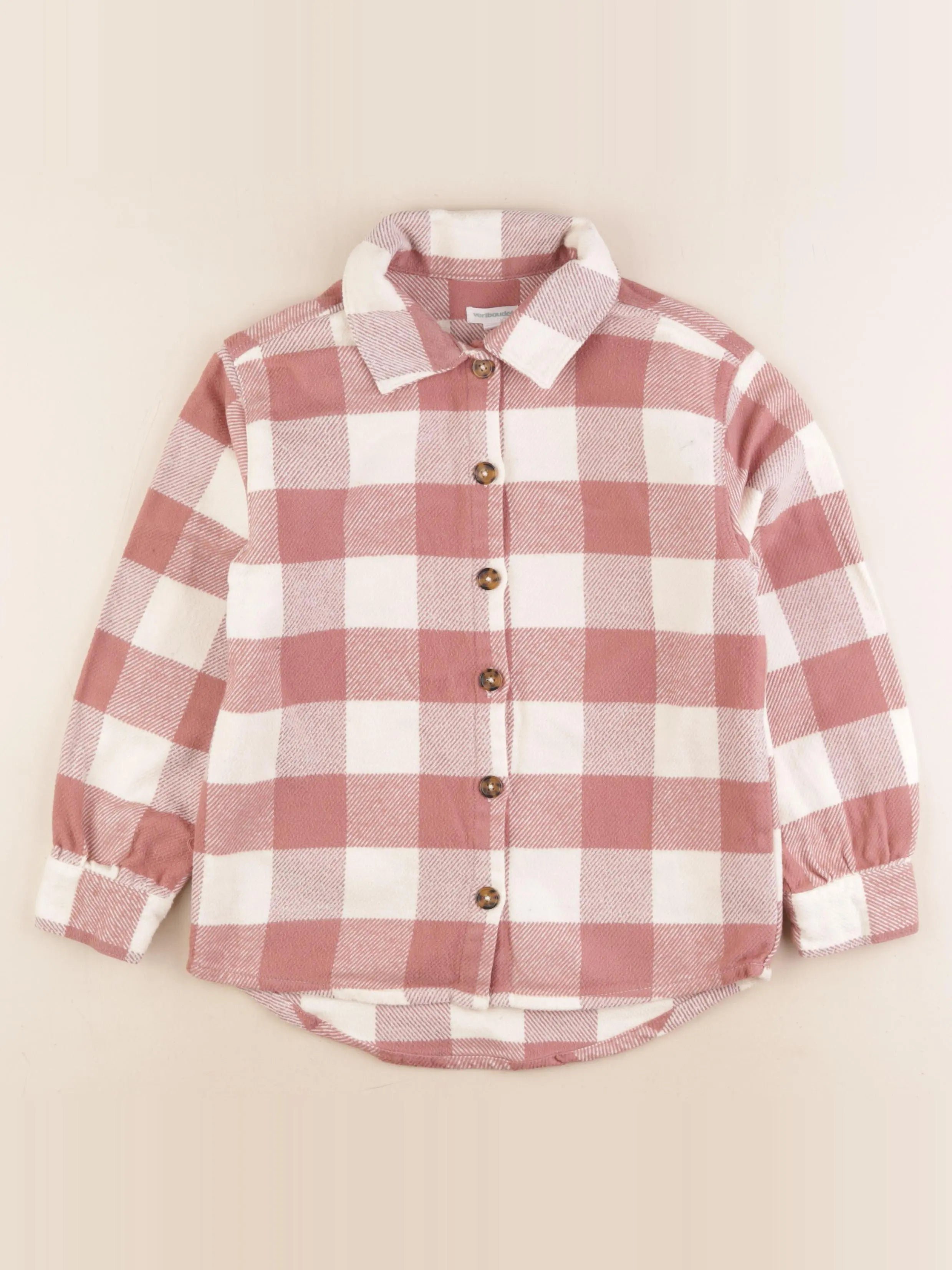 Vertbaudet - chemise beige, rose - 9 ans