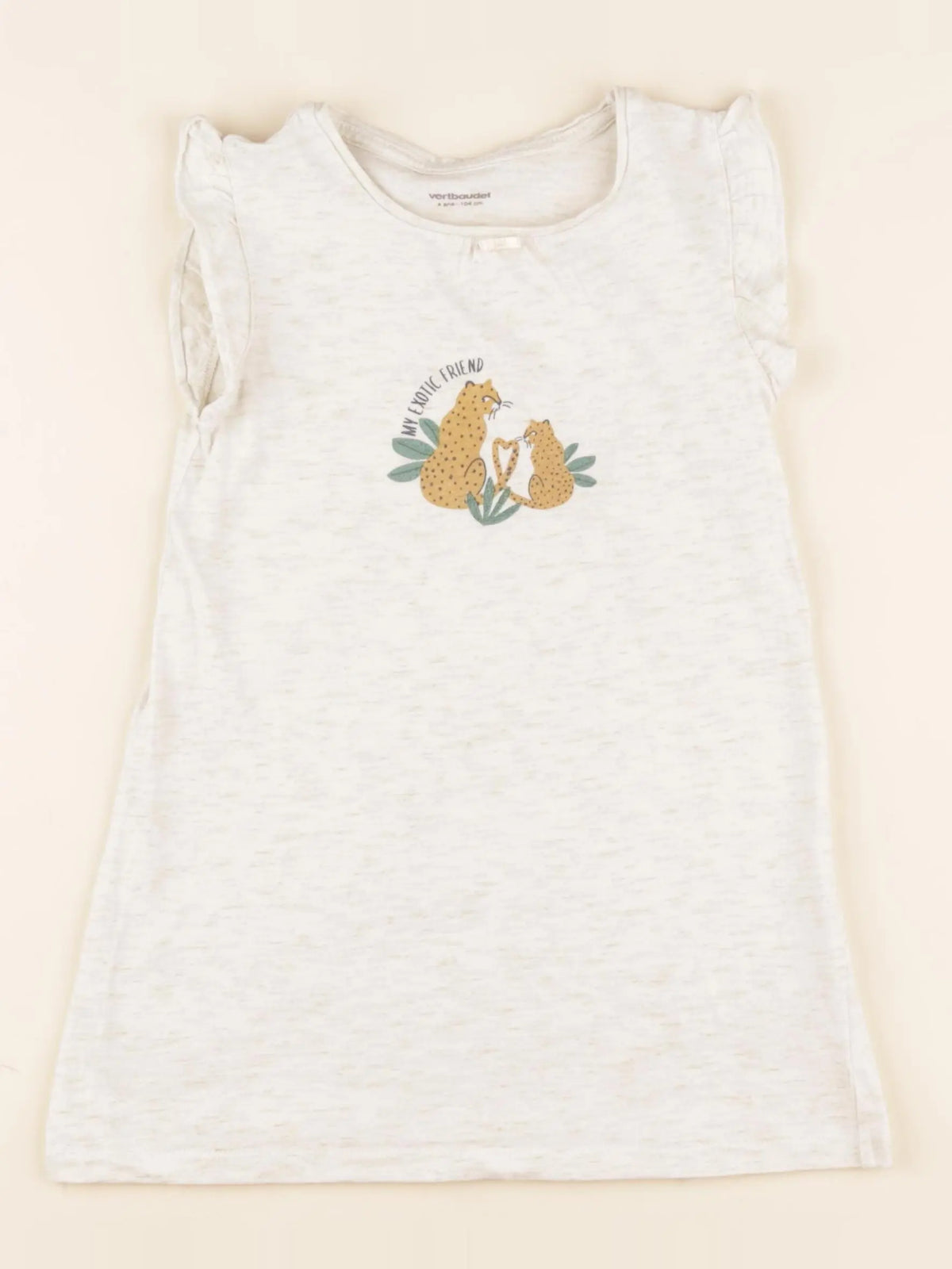 Vertbaudet - chemise de nuit coton beige - 4 ans