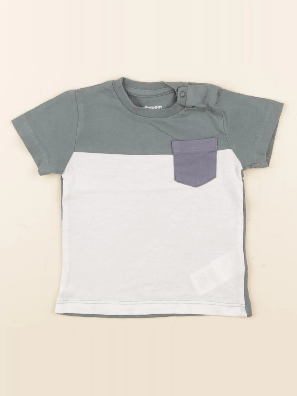 Vertbaudet - tee-shirt blanc, vert - 9 mois