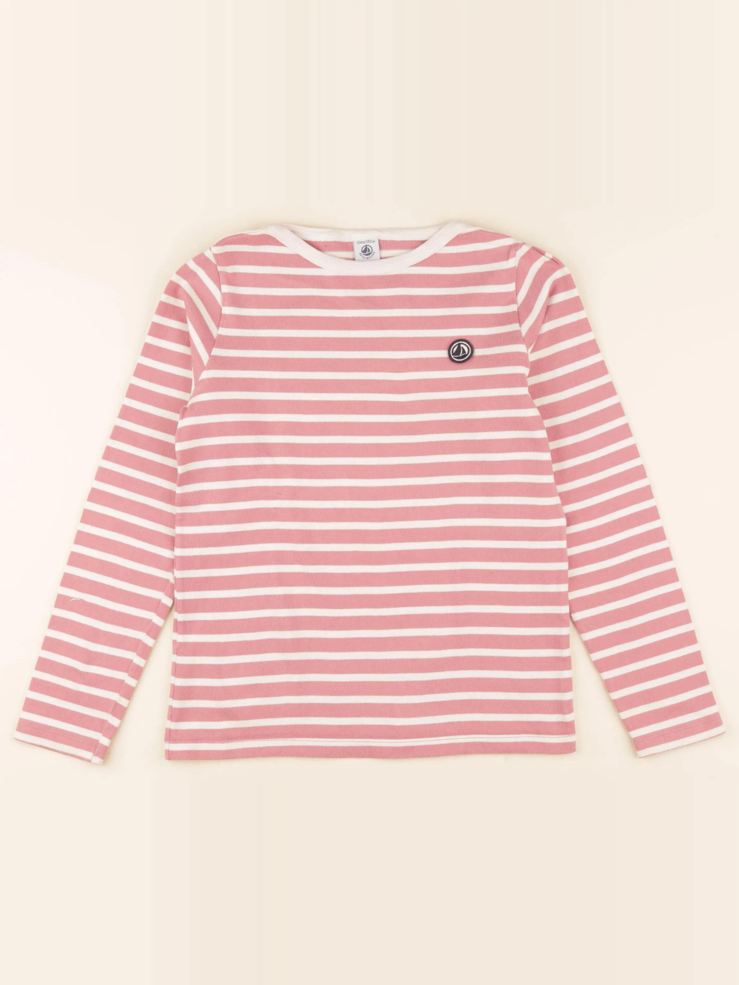 Petit Bateau - tee-shirt rose, blanc - 12 ans