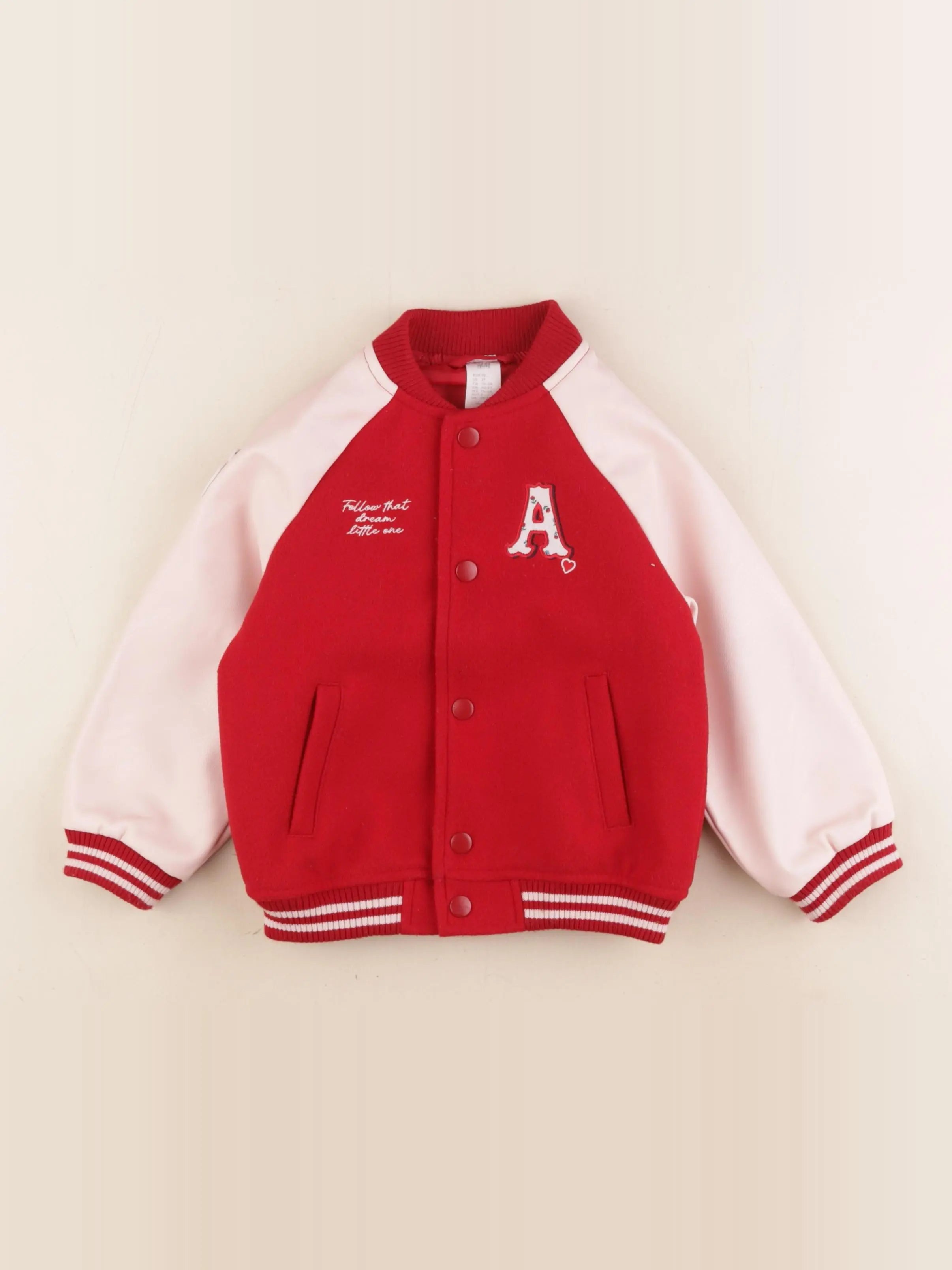H&M - veste simili cuir rouge, rose - 18/24 mois
