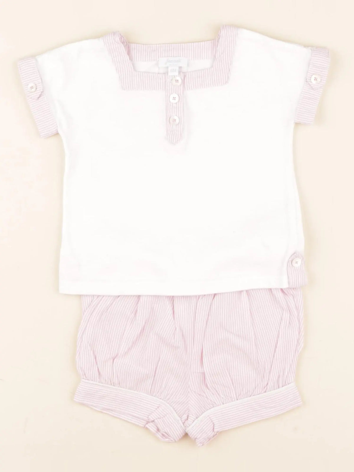 Jacadi - ensemble blanc, rose - 6 mois