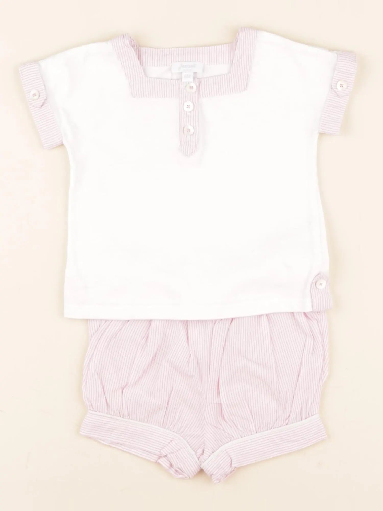 Jacadi - ensemble blanc, rose - 6 mois