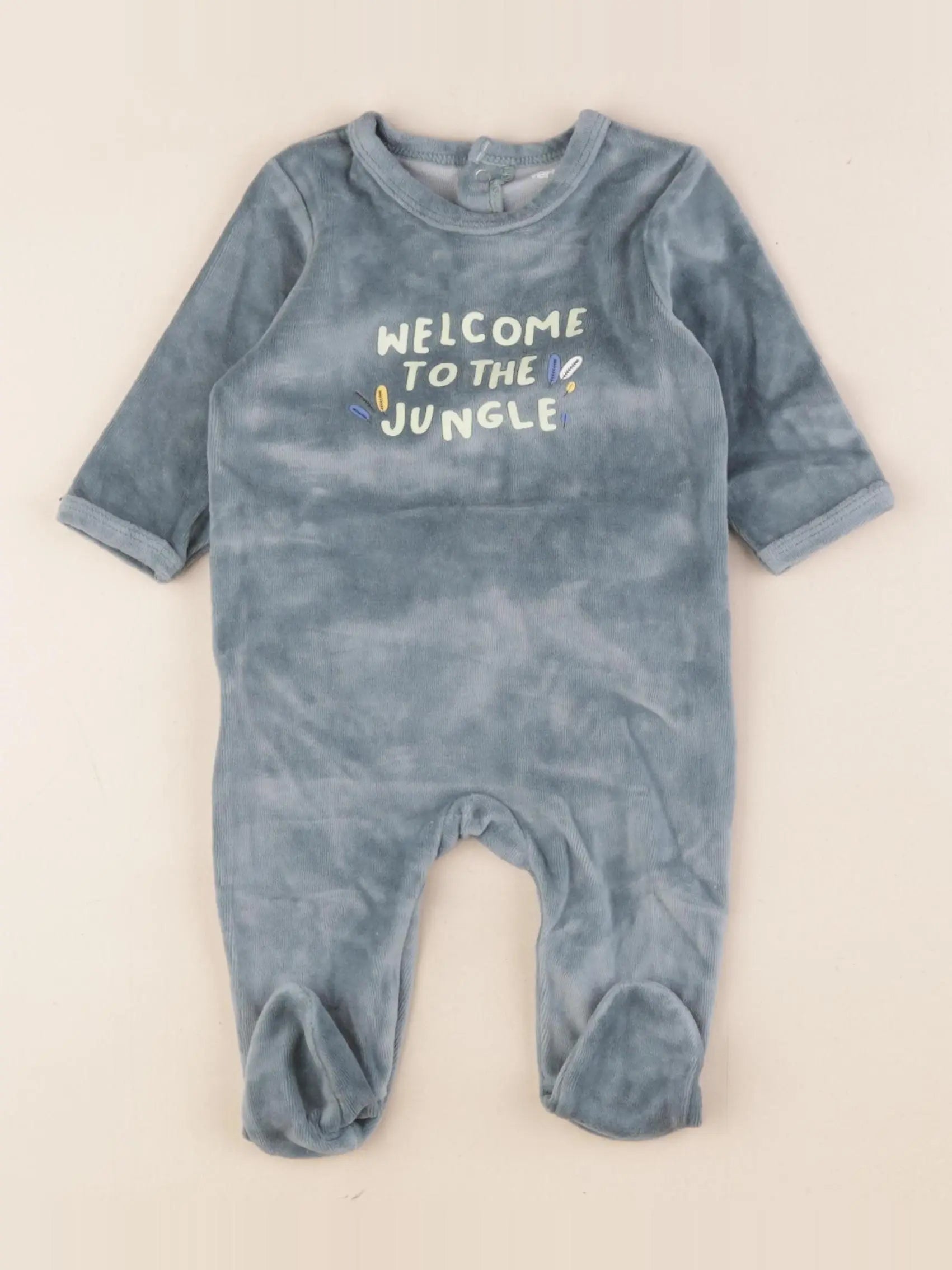 Vertbaudet - pyjama velours bleu - 3 mois