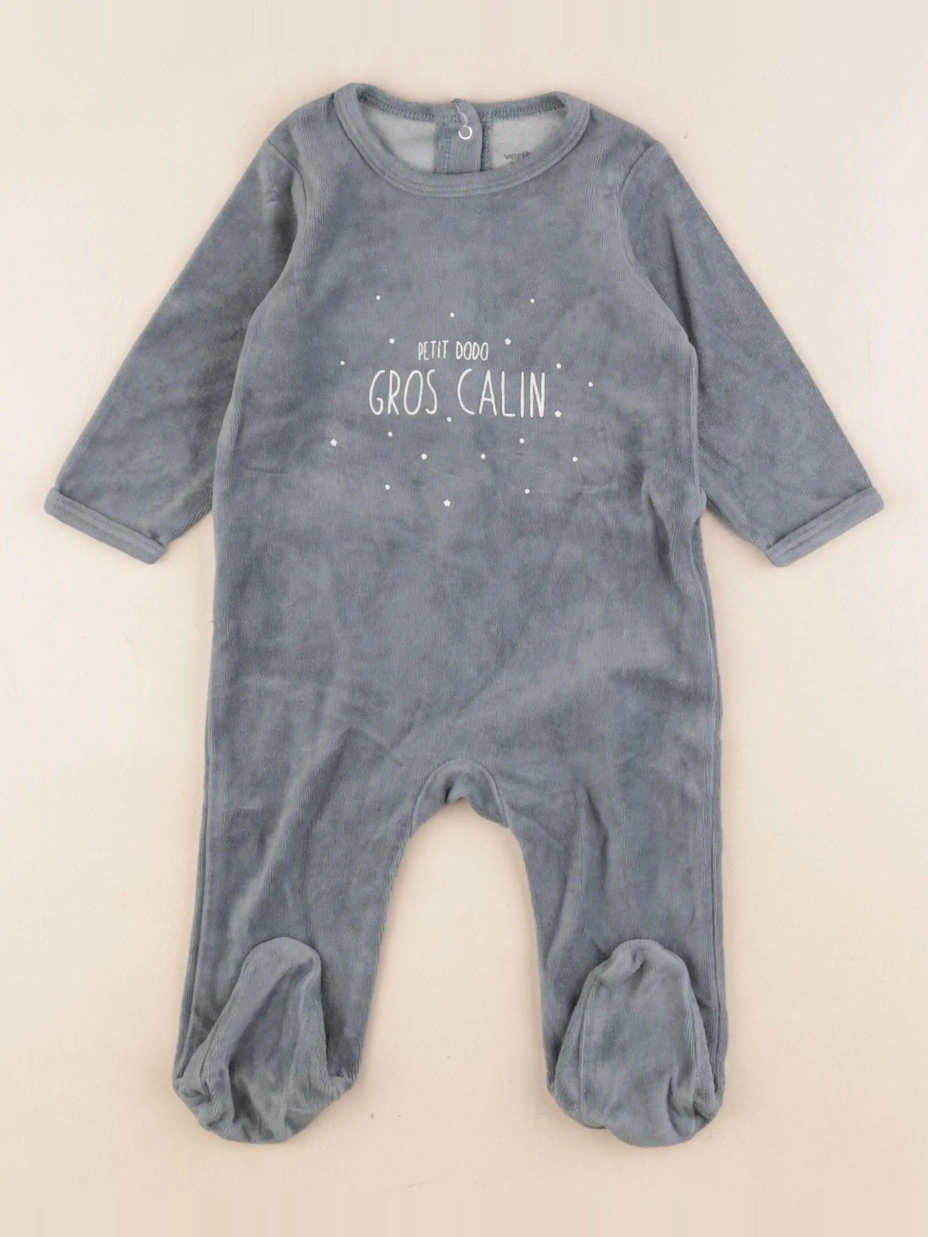Vertbaudet - pyjama velours bleu - 9 mois