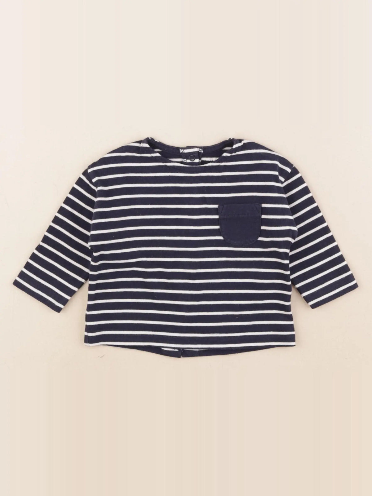 Vertbaudet - tee-shirt blanc, bleu - 6 mois