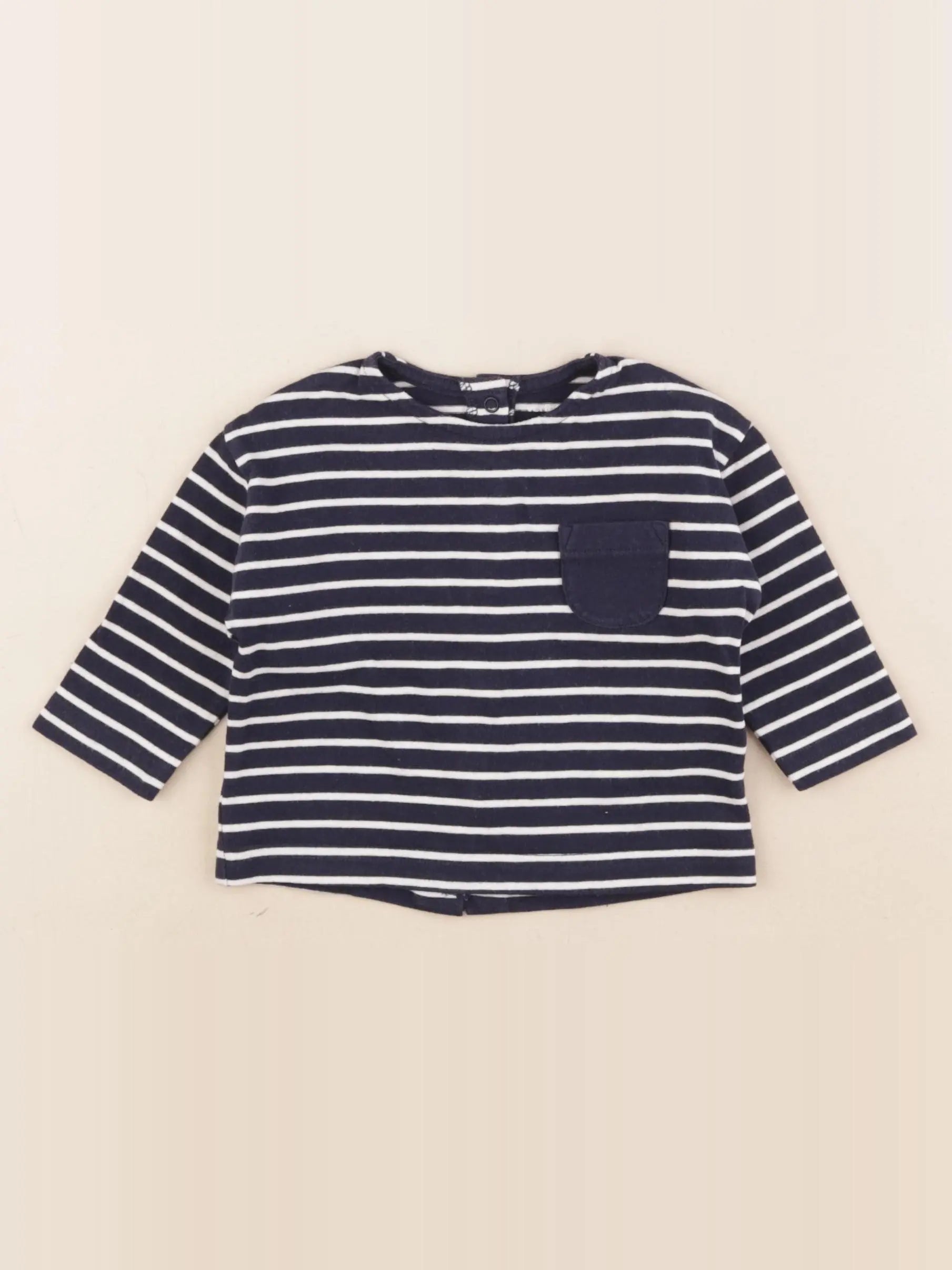 Vertbaudet - tee-shirt blanc, bleu - 6 mois