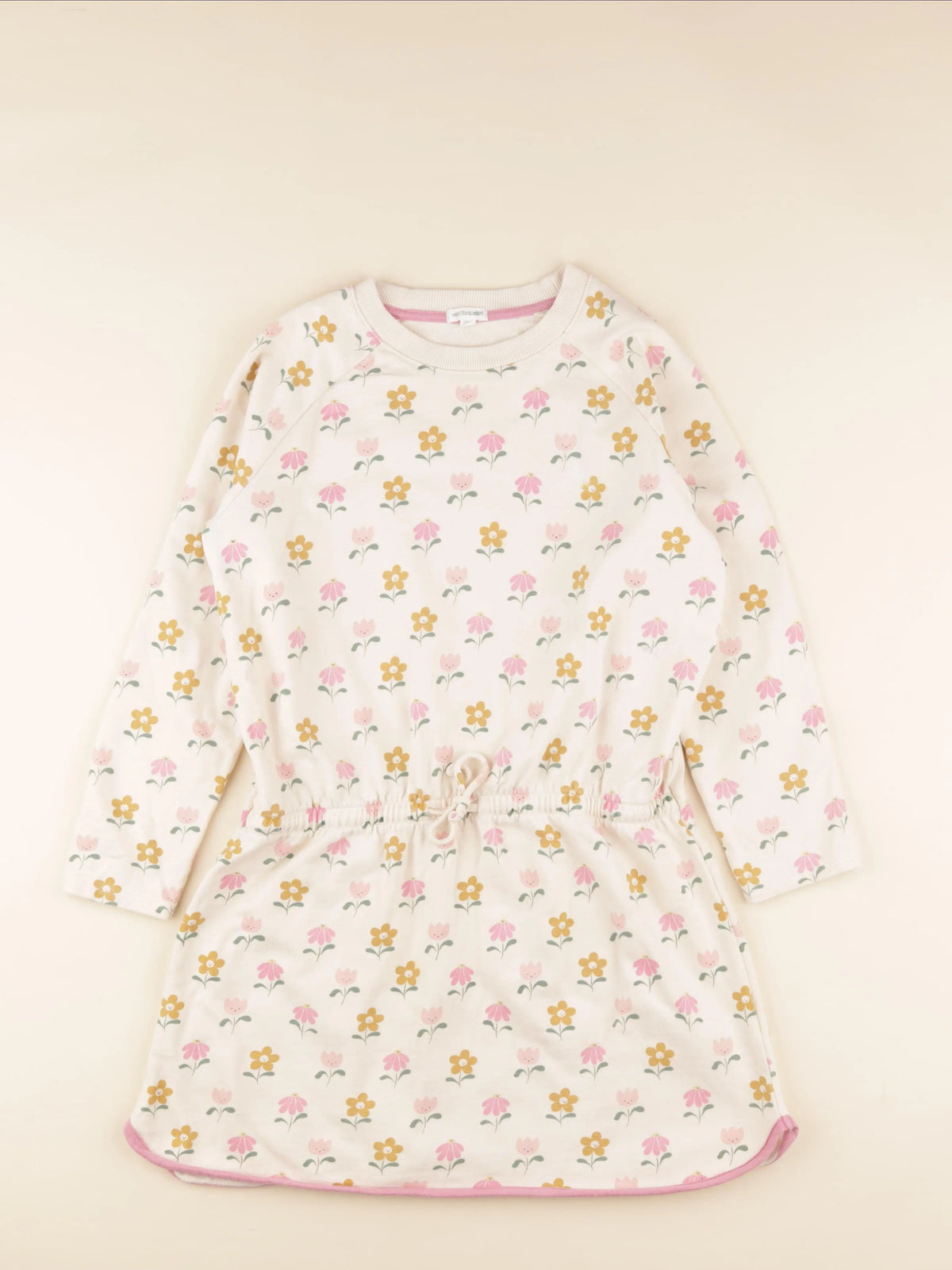 Vertbaudet - robe beige, rose - 12 ans