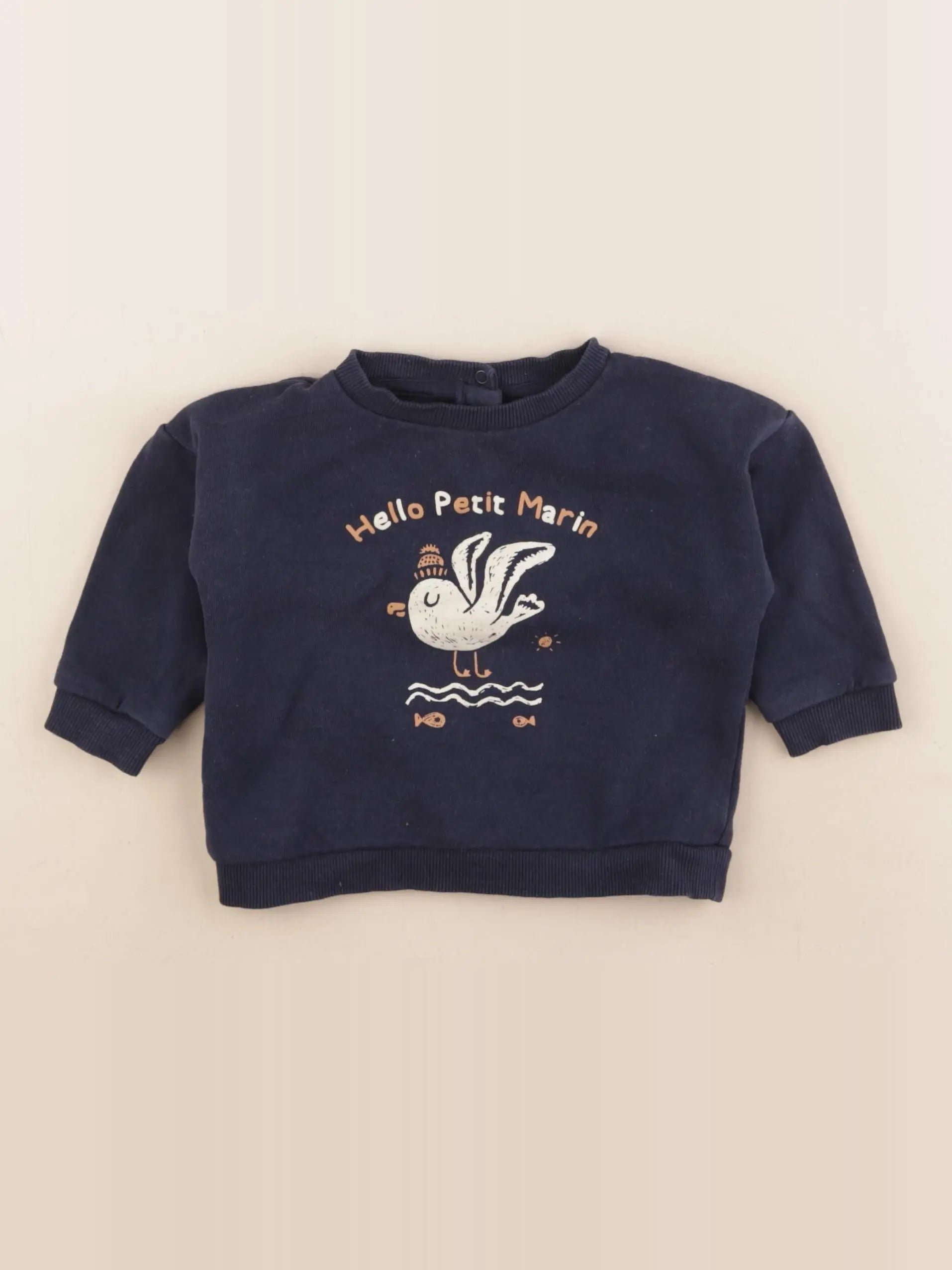 Vertbaudet - sweat bleu - 12 mois