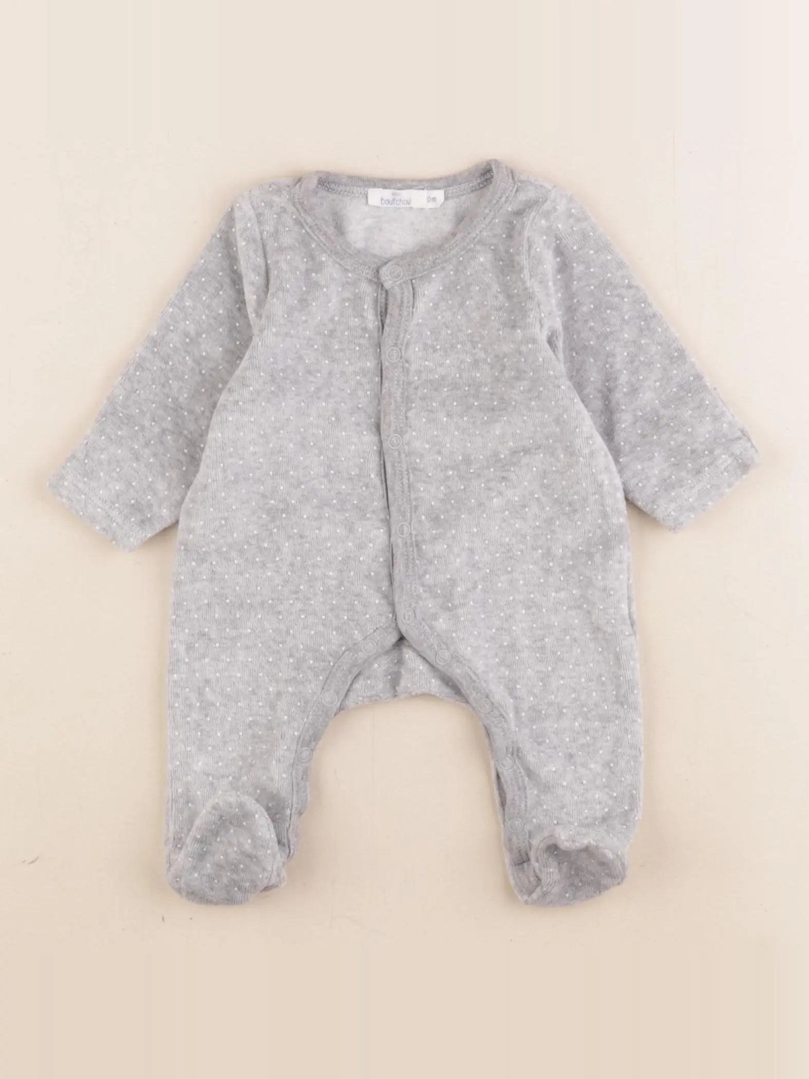 Boutchou - pyjama velours gris - 0 mois