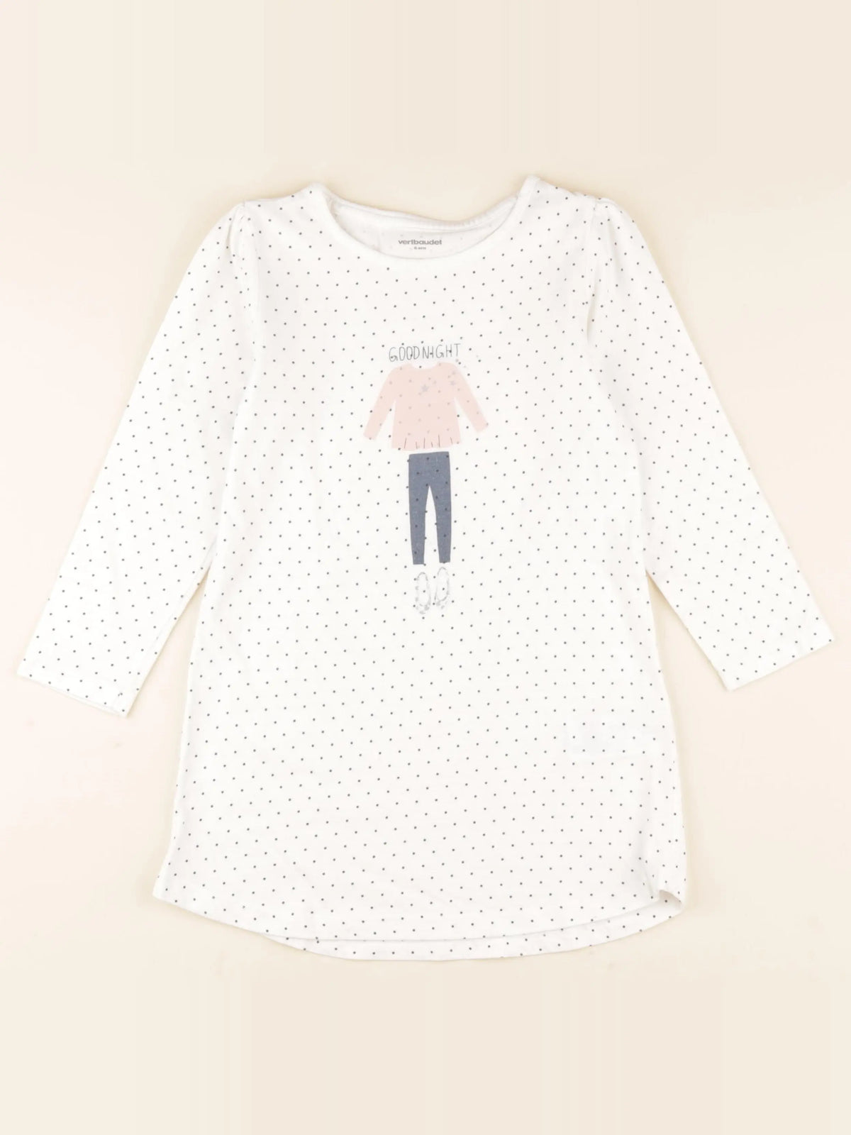 Vertbaudet - chemise de nuit coton blanc, bleu - 6 ans
