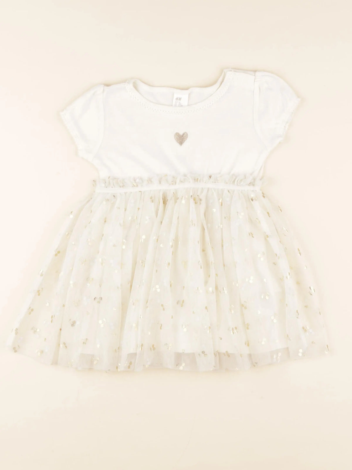 H&M - robe beige, or - 12/18 mois