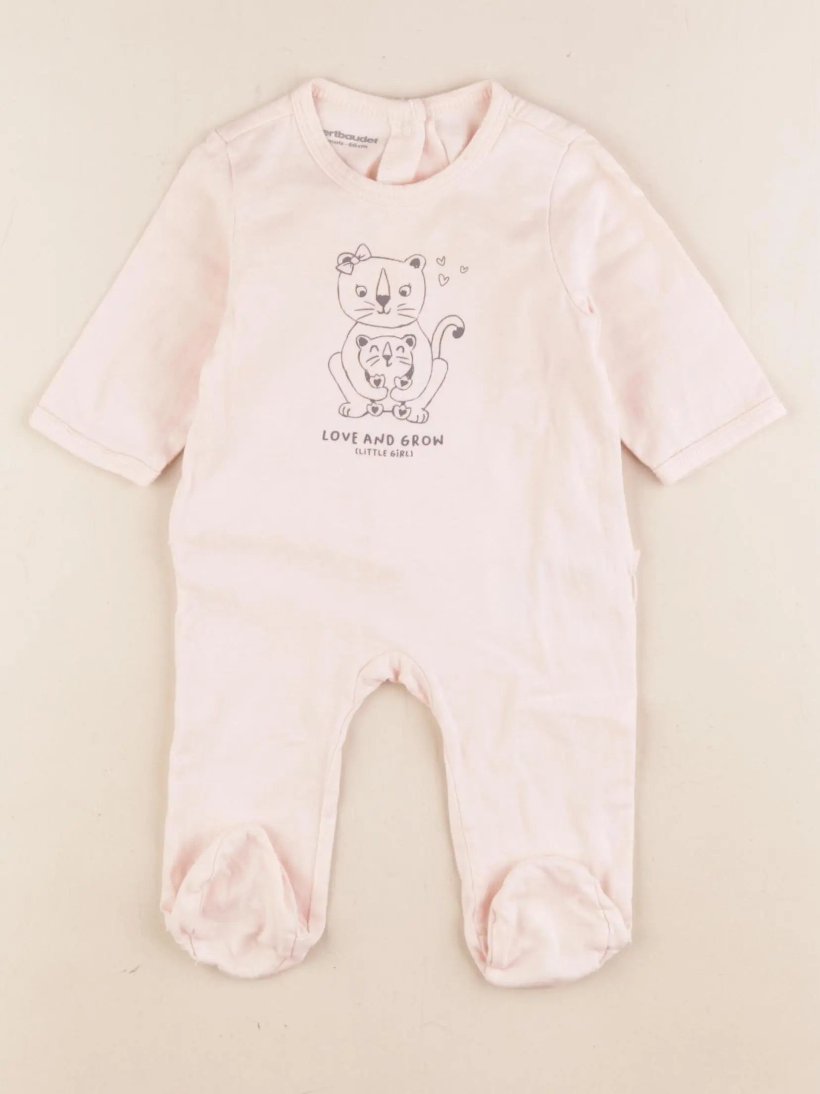 Vertbaudet - pyjama coton rose - 3 mois