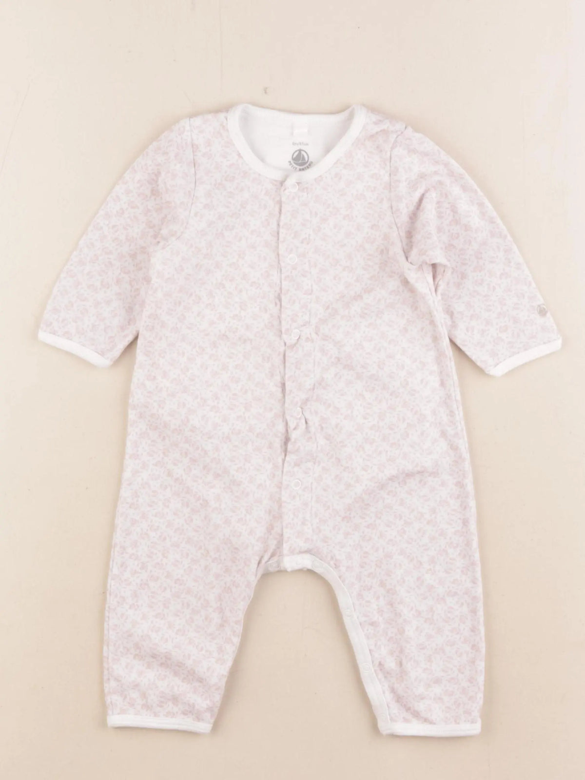Petit Bateau - pyjama- body coton rose, blanc - 6 mois