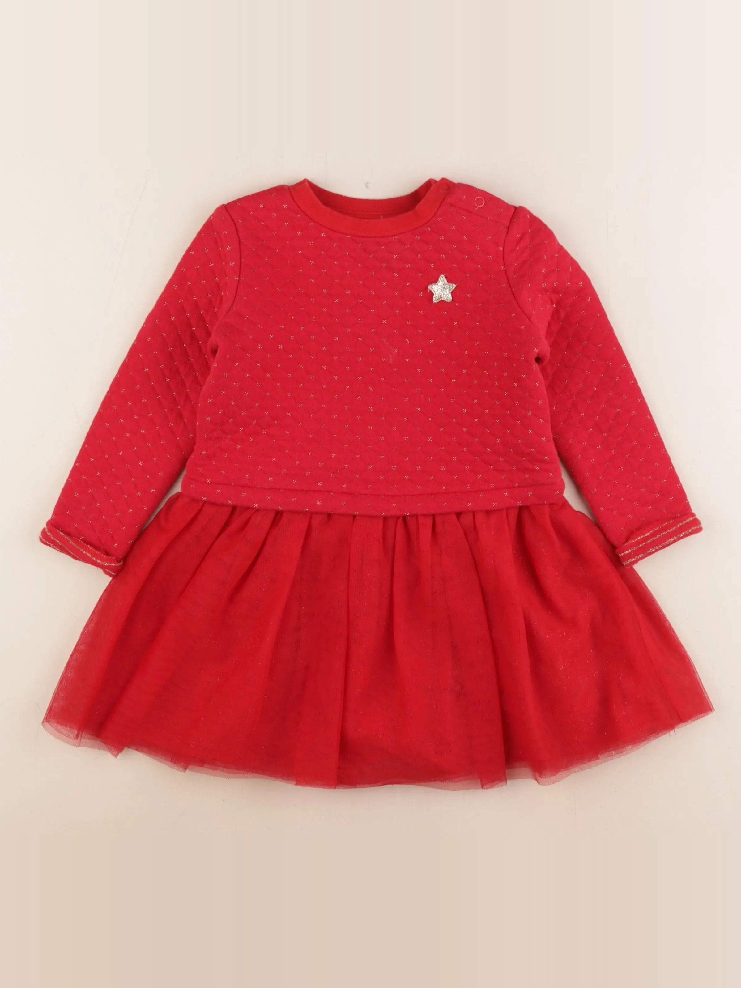 Vertbaudet - robe rouge, or - 3 ans