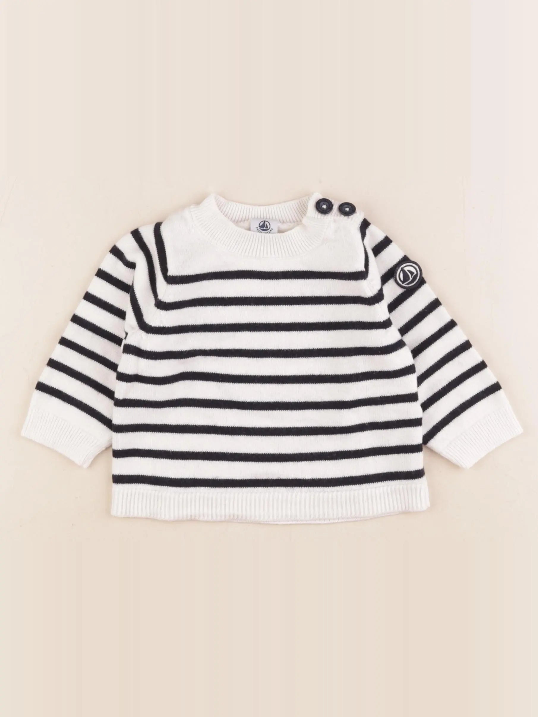 Petit Bateau - pull bleu, blanc - 12 mois