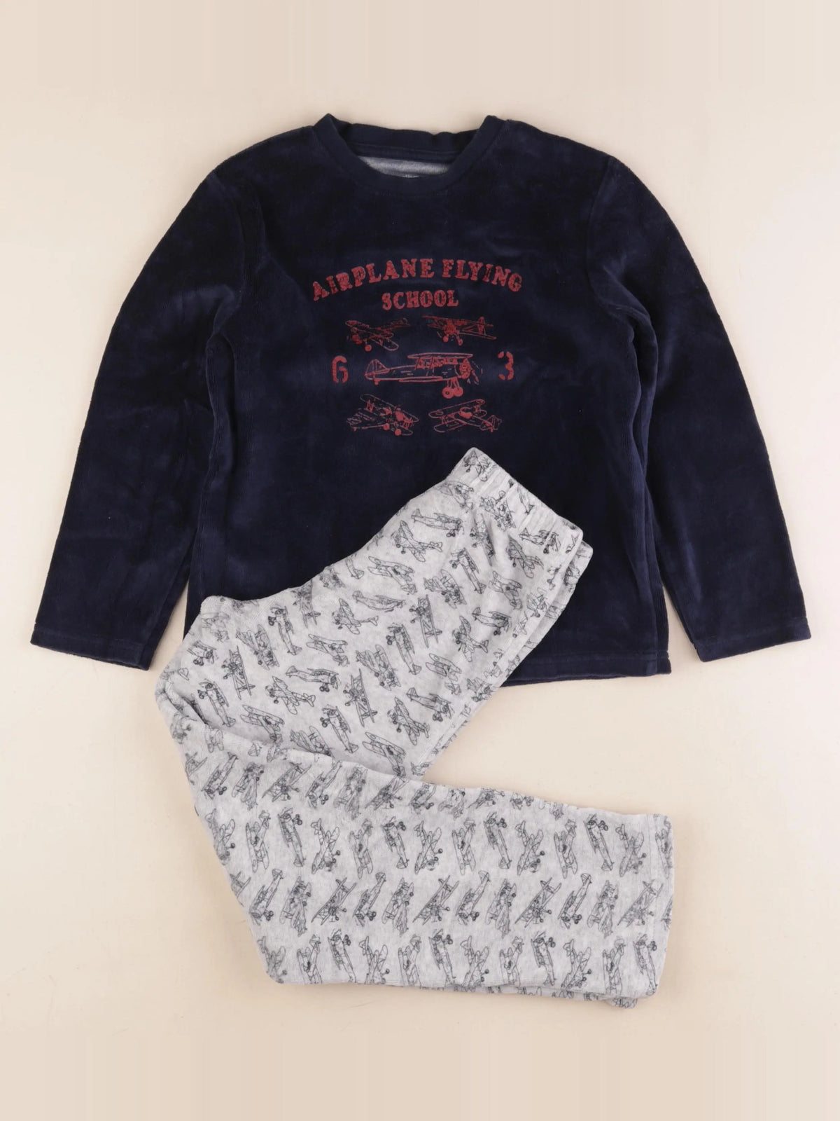Vertbaudet - pyjama velours bleu, gris - 8 ans