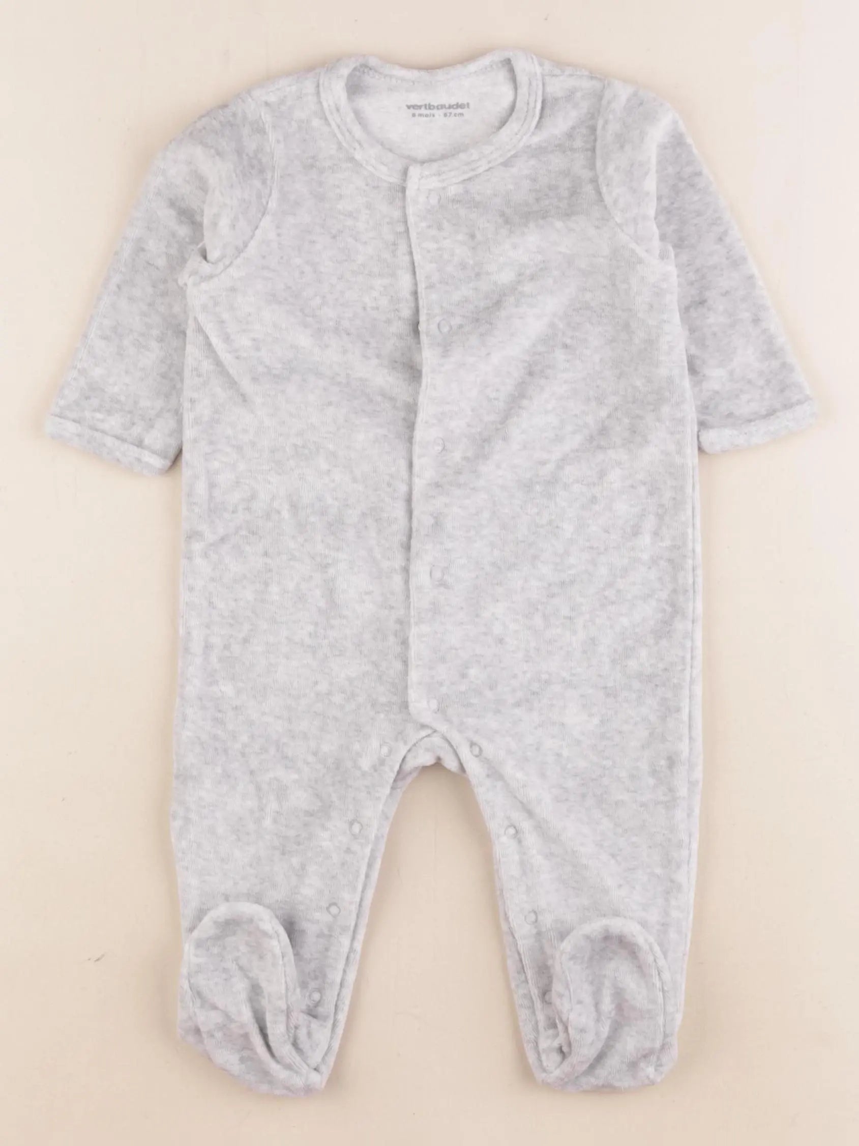 Vertbaudet - pyjama velours gris - 6 mois