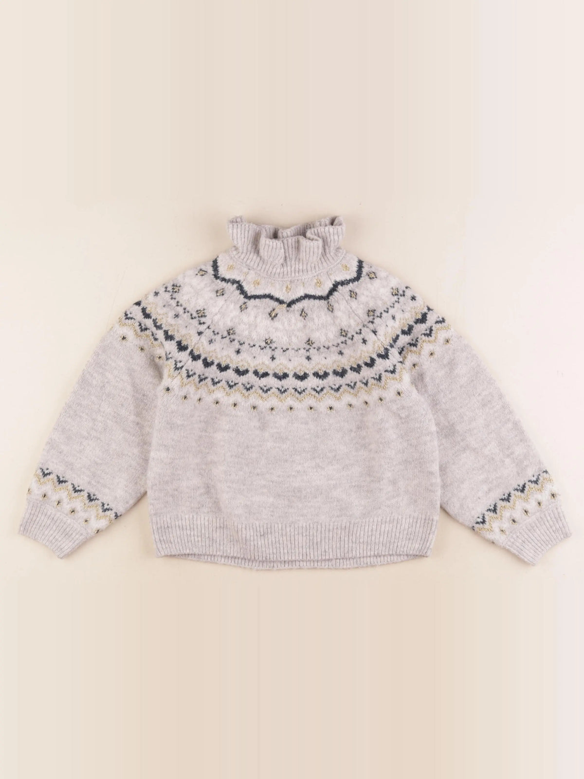 Vertbaudet - pull gris, or - 5 ans