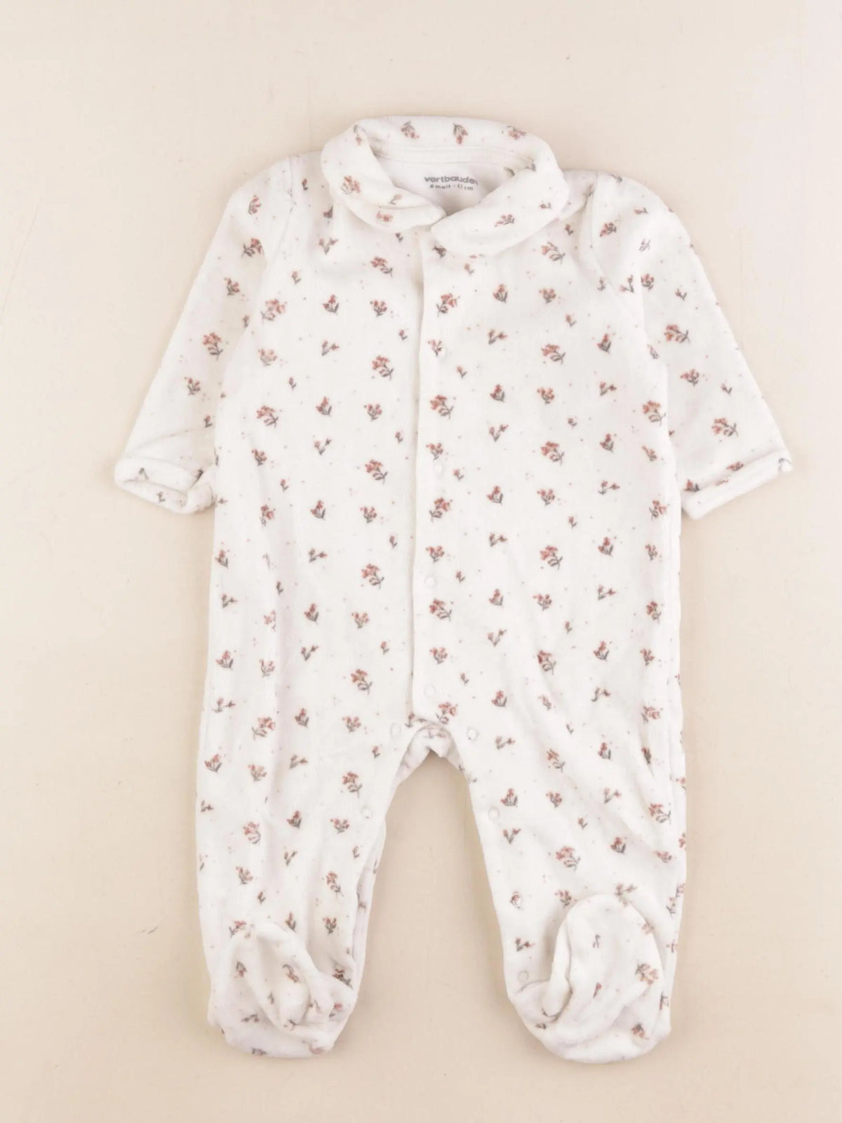 Vertbaudet - pyjama velours beige - 6 mois
