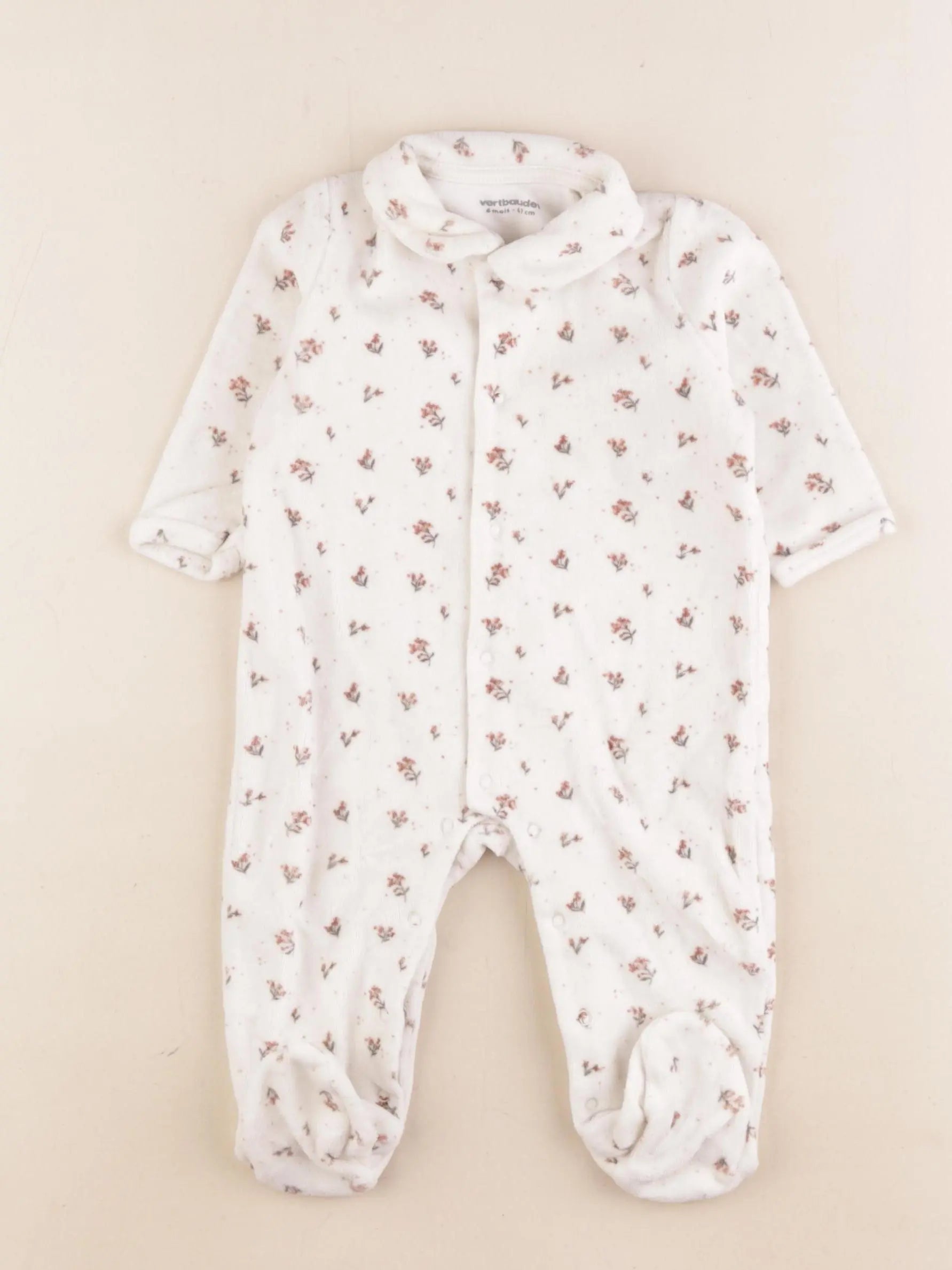 Vertbaudet - pyjama velours beige - 6 mois