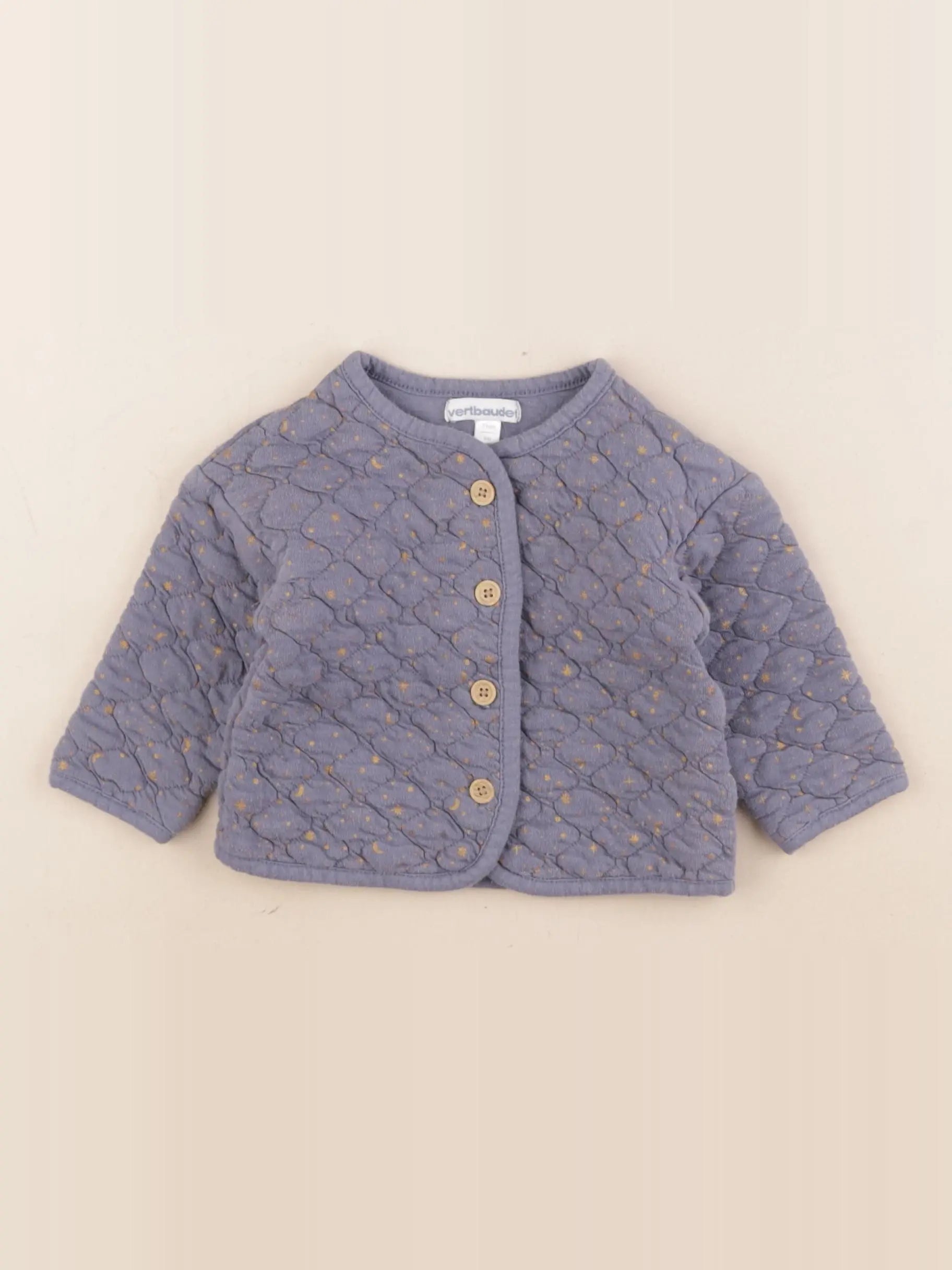 Vertbaudet - gilet bleu, or - 9 mois