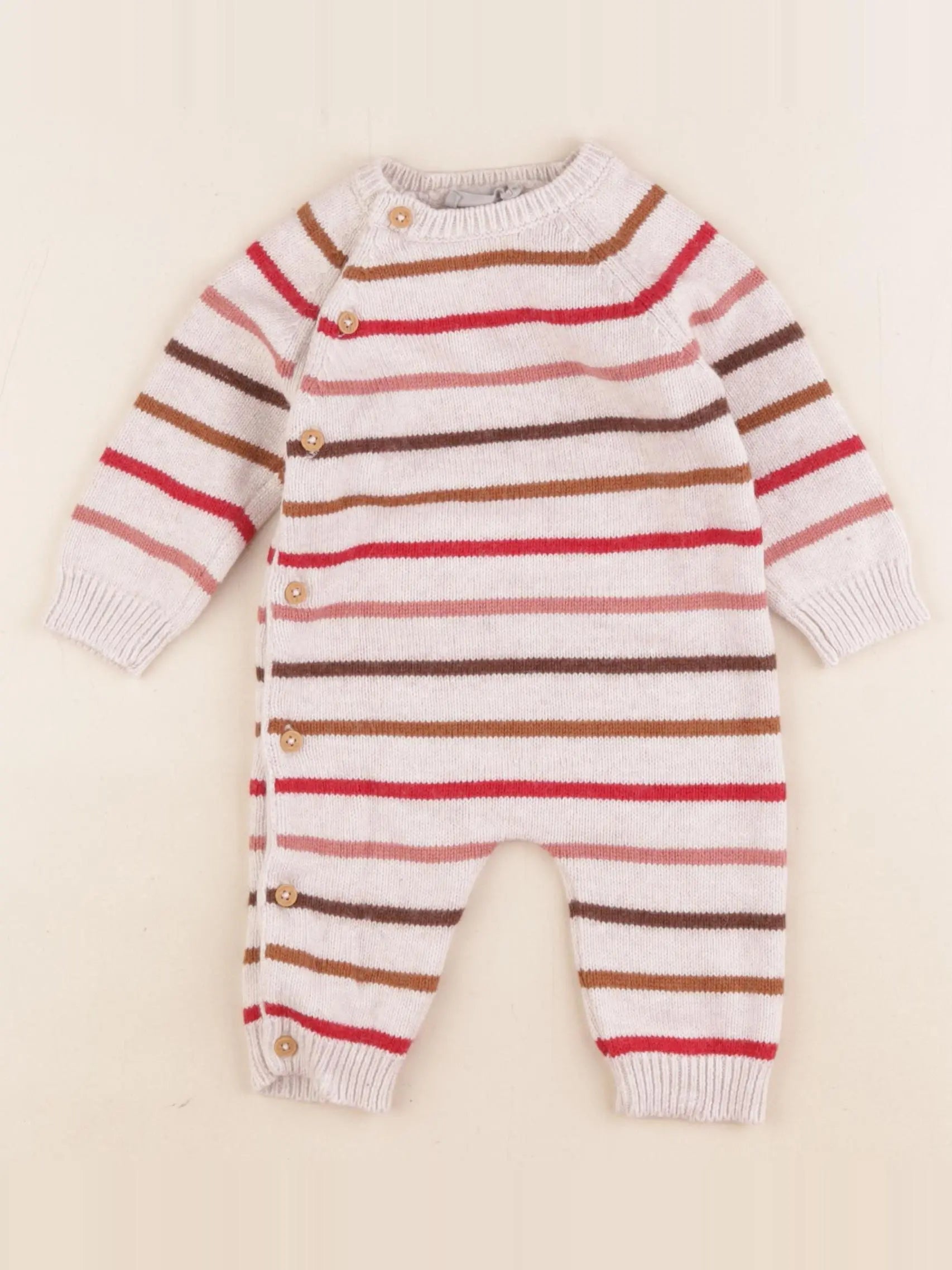 Boutchou - combinaison beige, rose - 3 mois