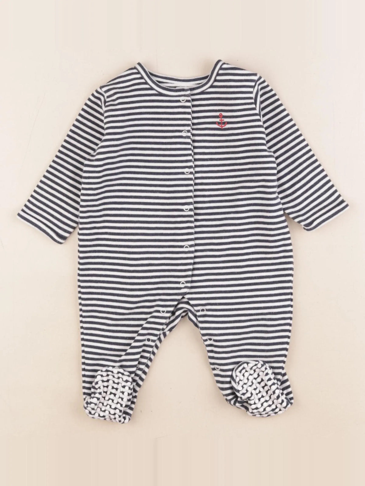 Vertbaudet - pyjama coton bleu, blanc - 9 mois